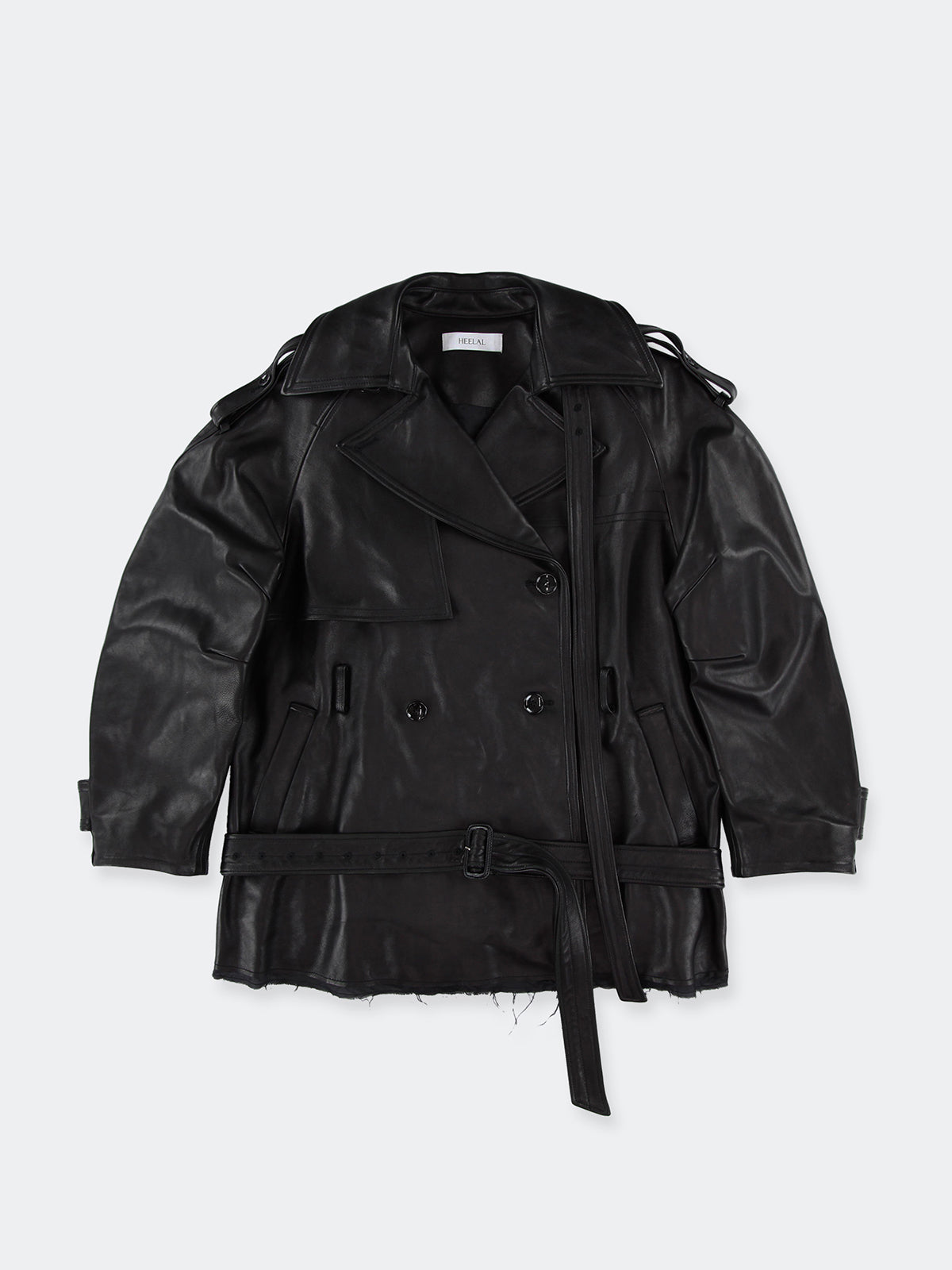 Leather Oval trench coat