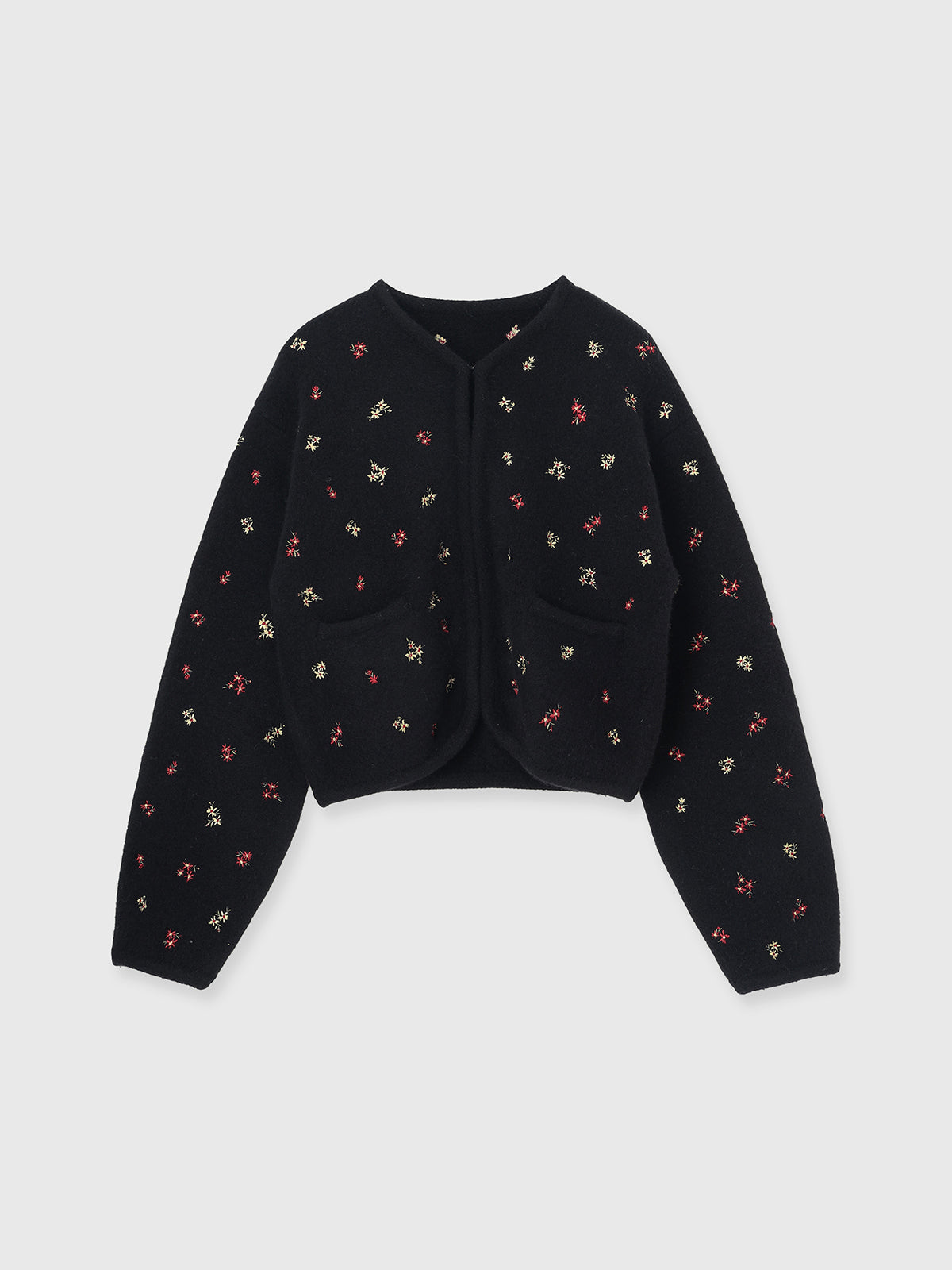 FLOWER EMBROIDERY KNIT JACKET
