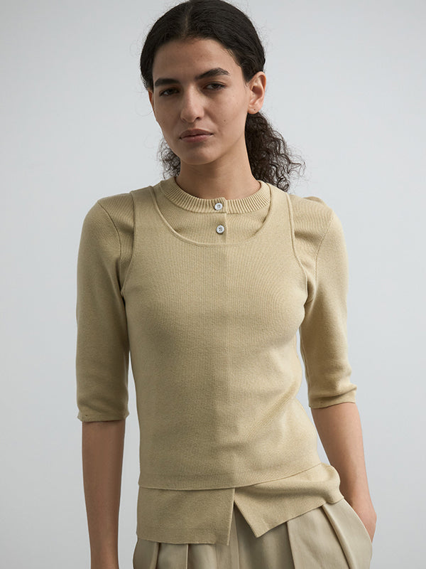 COTTON SILK MULTI KNIT TOPS