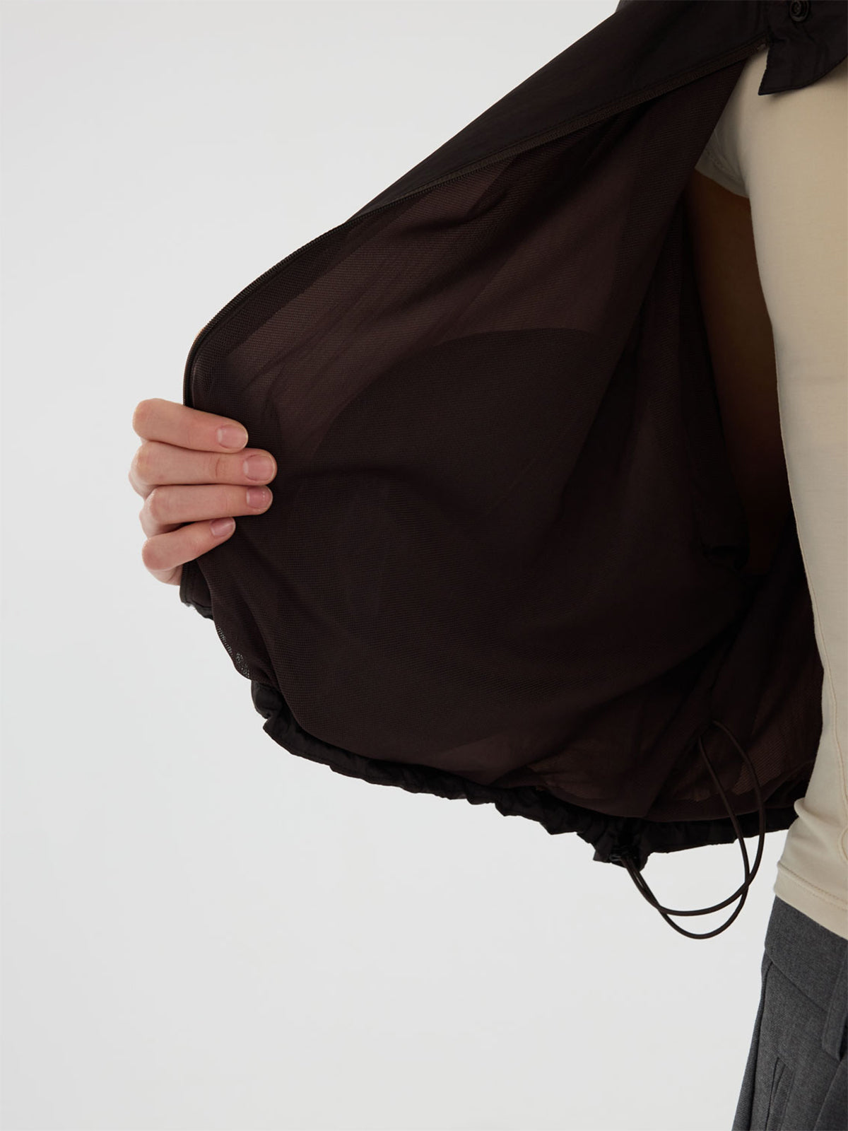 【Studio Doe】Stand Collar Drawstring Hem Lightweight Jacket