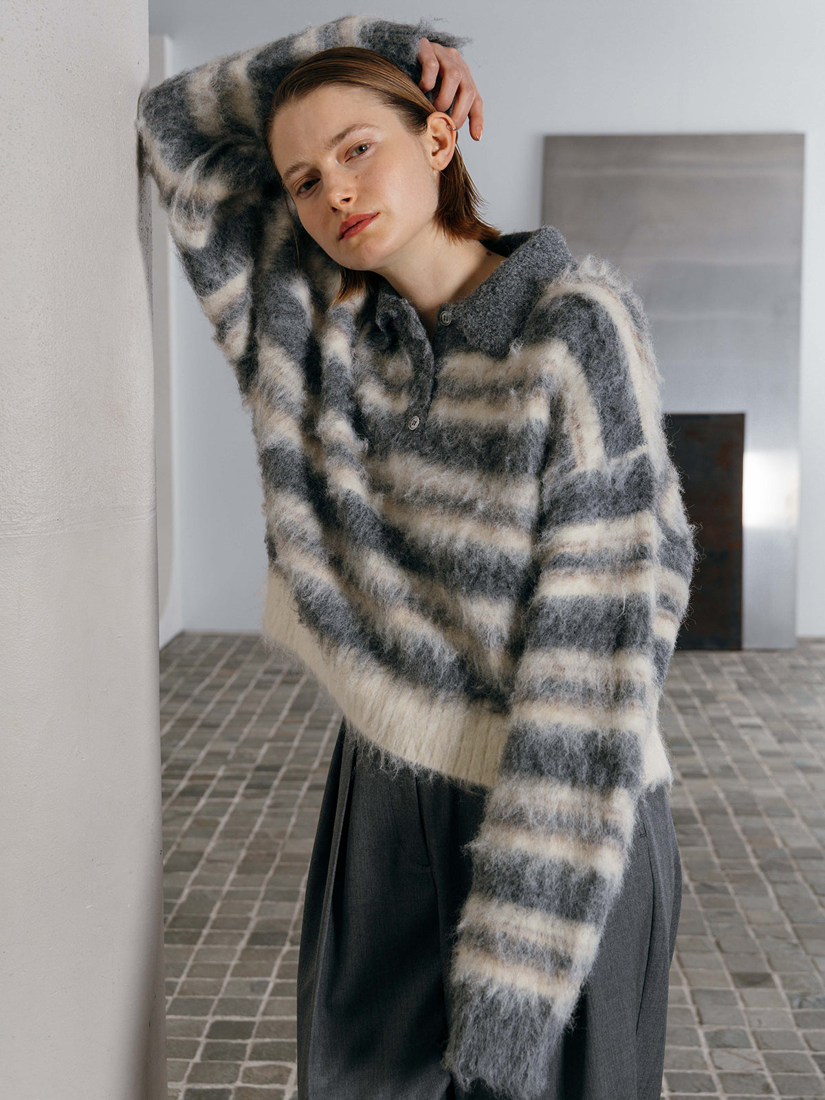 小物 MOHAIR BORDER LONG STOLE MOHAIR BORDER KNIT