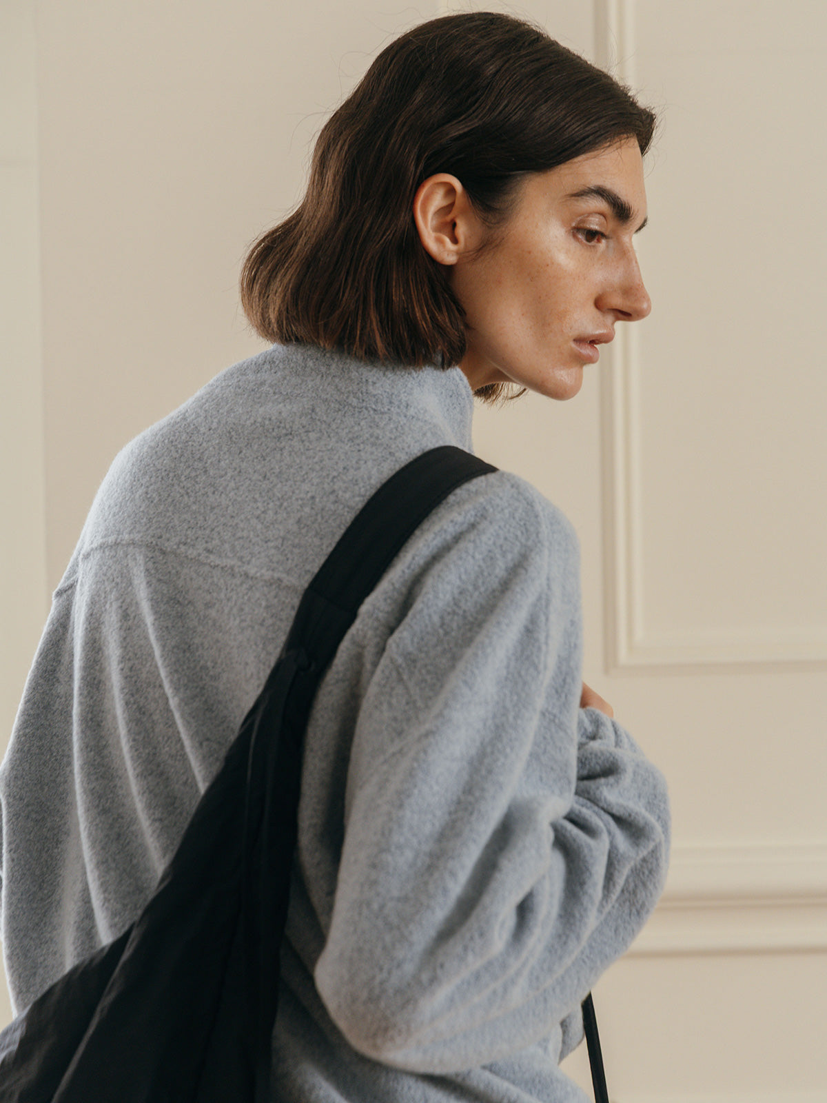 WOOL PILE HALF ZIP TOP