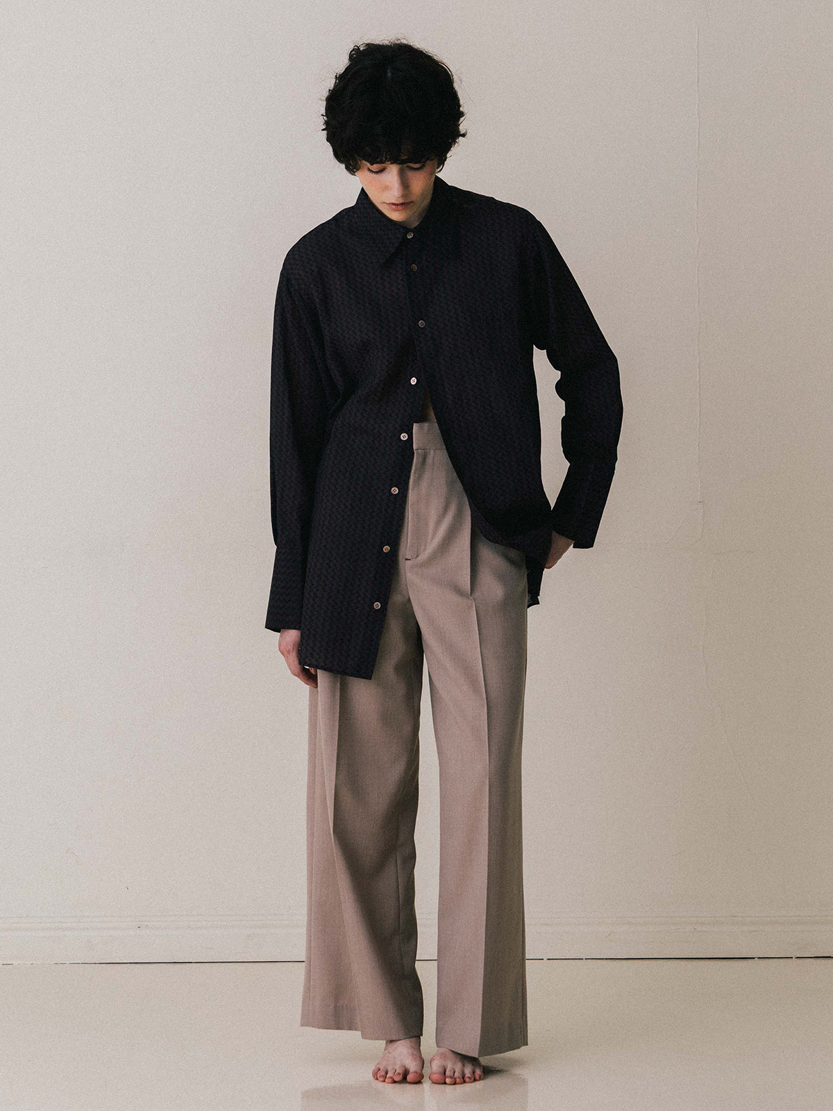 SAVILE WOOL TUCK TROUSERS