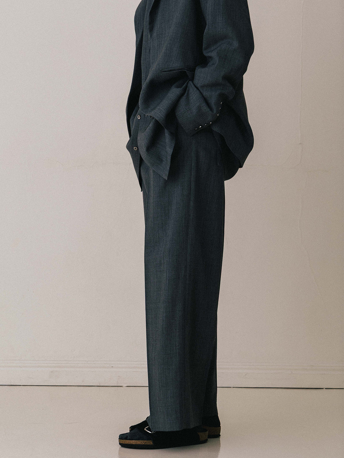 SAVILE WOOL TUCK TROUSERS