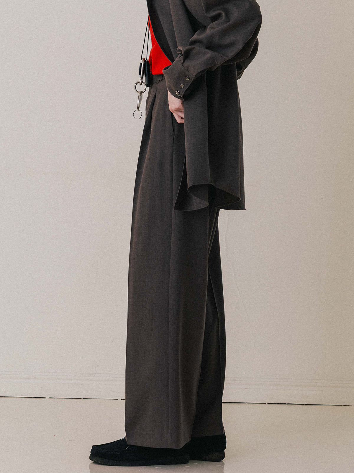 SAVILE WOOL TUCK TROUSERS