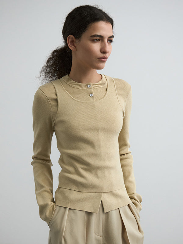 COTTON SILK MULTI KNIT TOPS