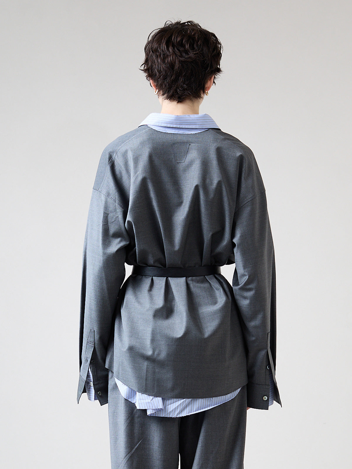 WOOL NOCOLLAR SHIRT