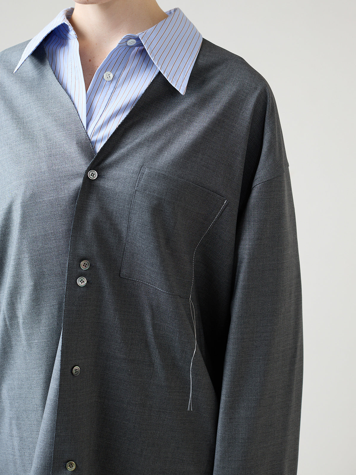 WOOL NOCOLLAR SHIRT
