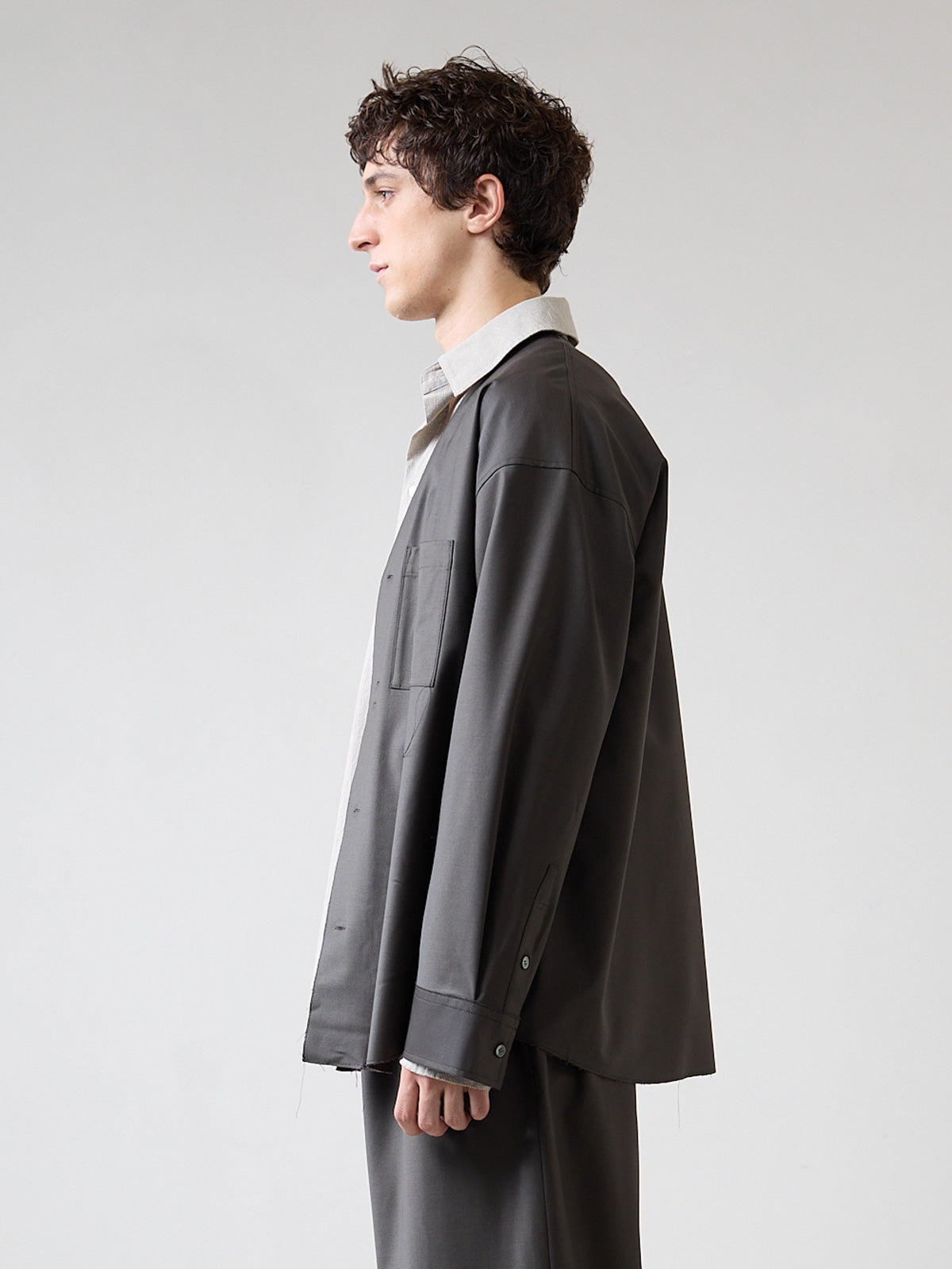 WOOL NOCOLLAR SHIRT