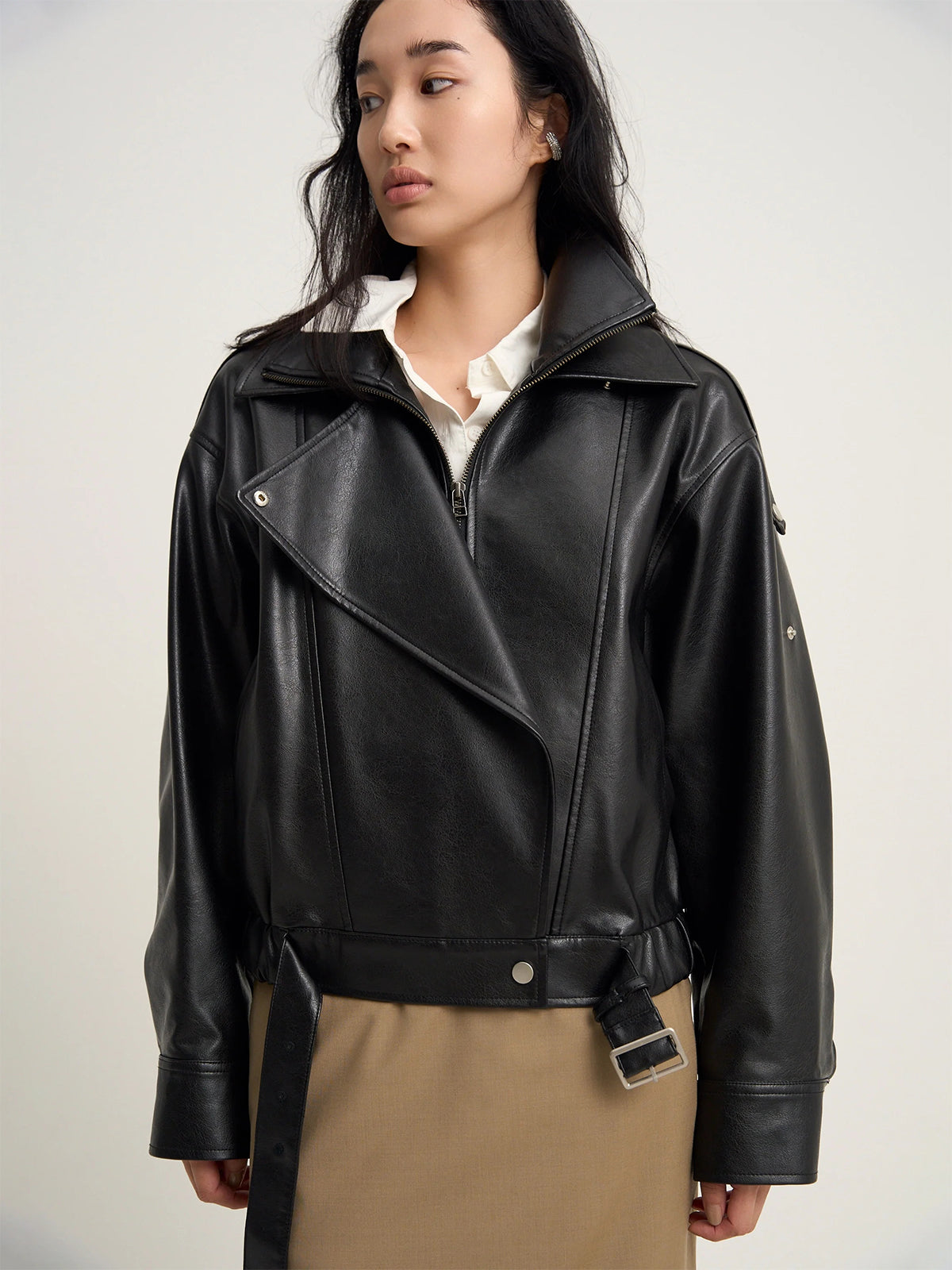 【Venica】Carven | Stand collar leather blouson