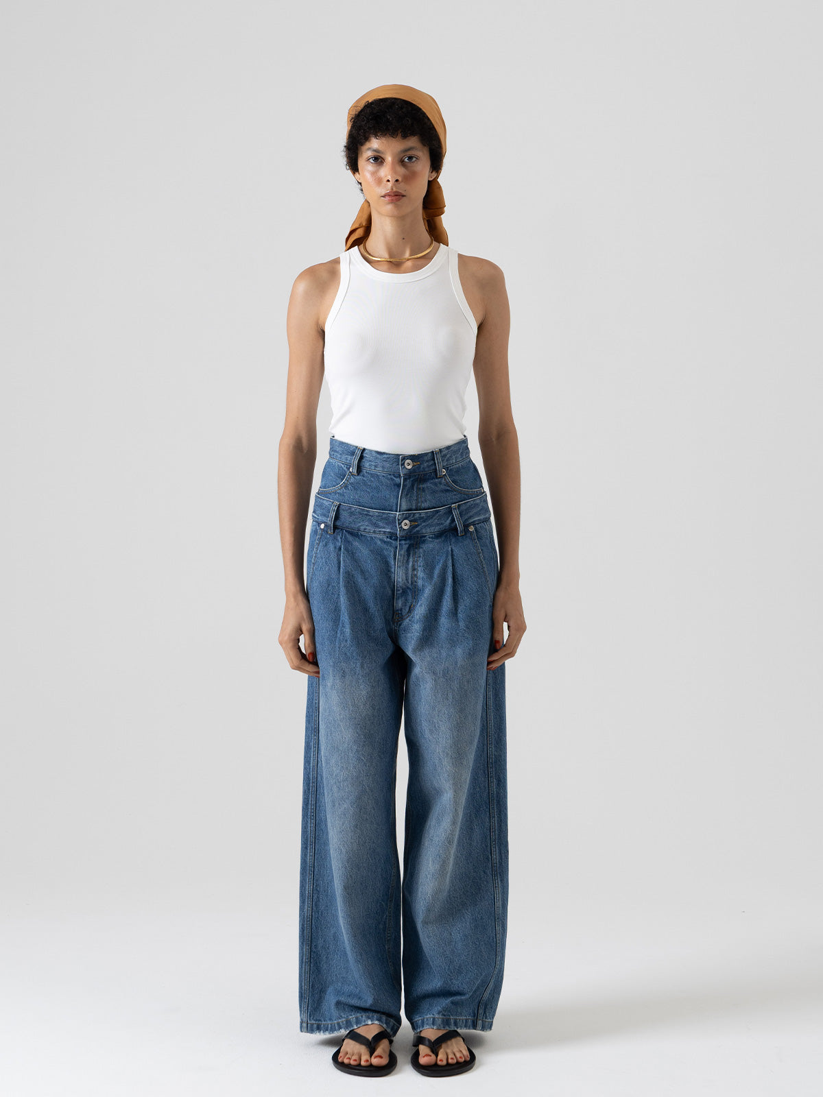 DOUBLE WAIST WIDE PANTS