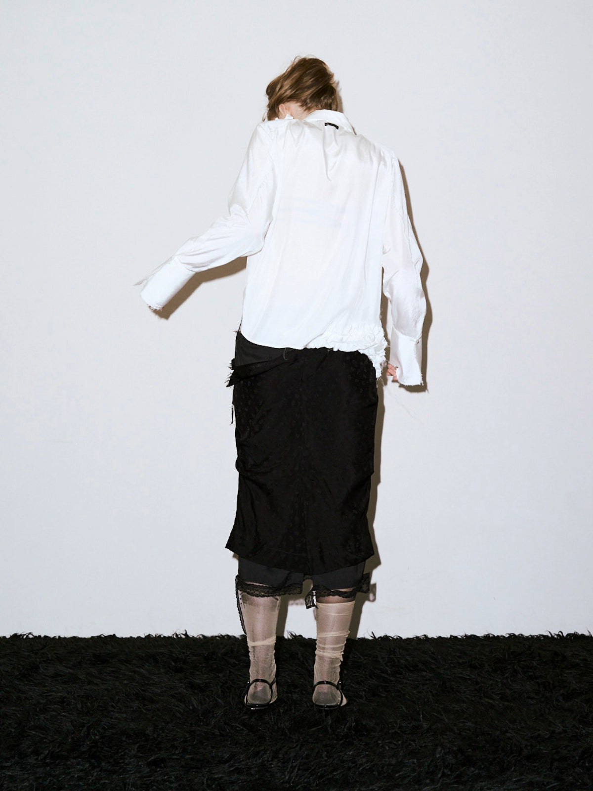 LUSTER SATIN FRILL SHIRT