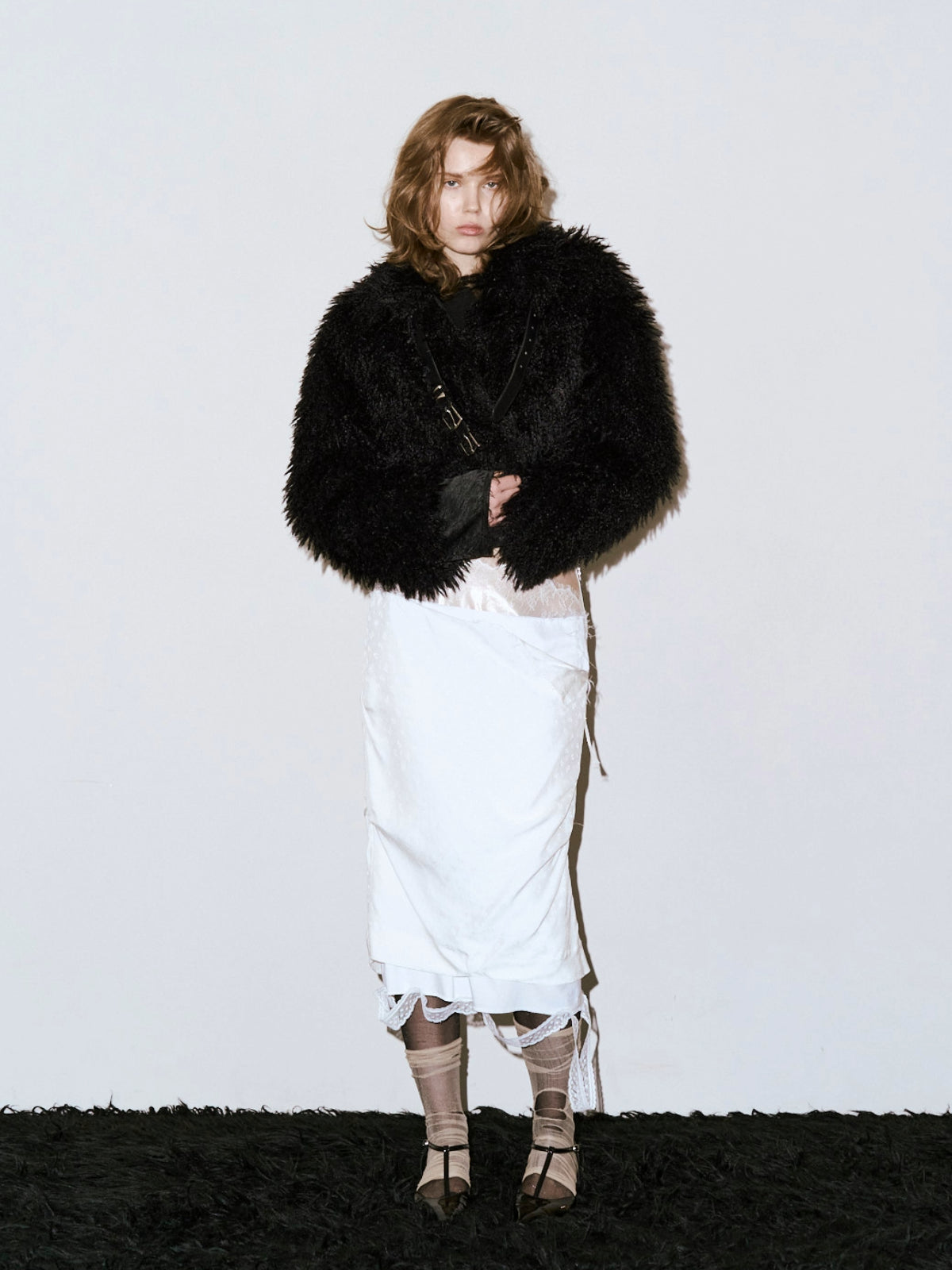Vague fur short jacket