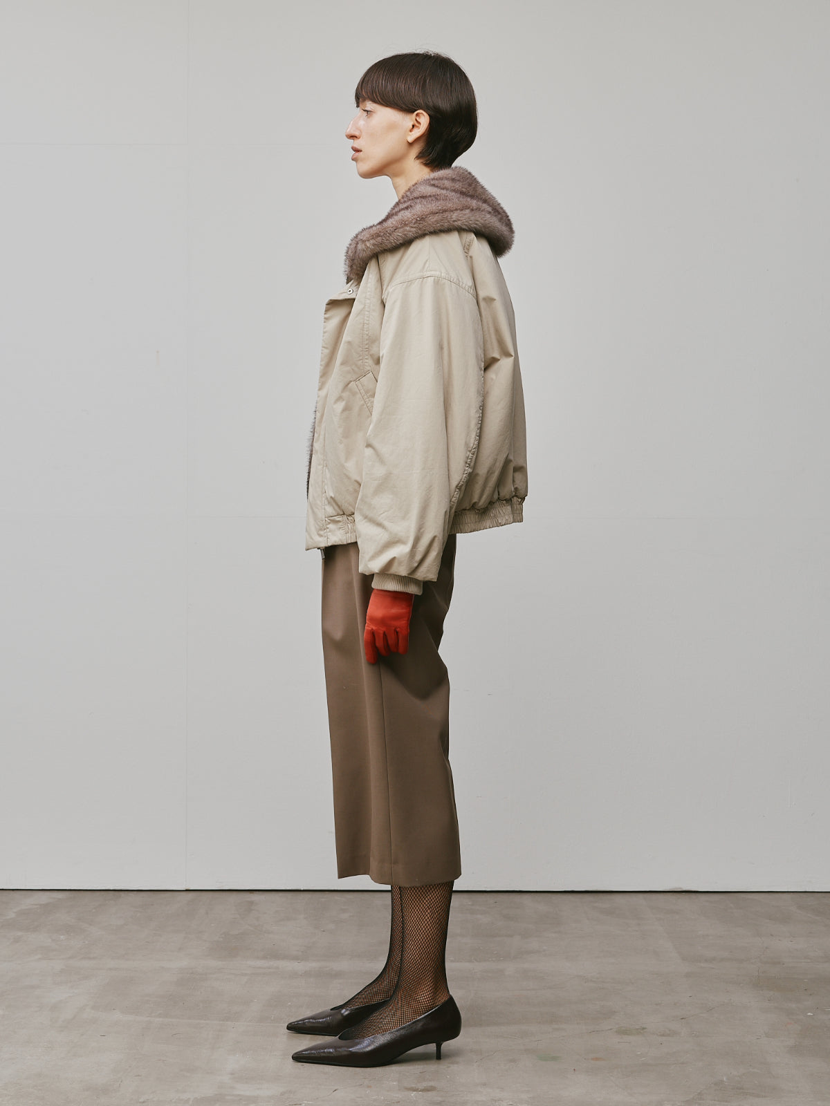 WASH COTTON FUR BOMBER