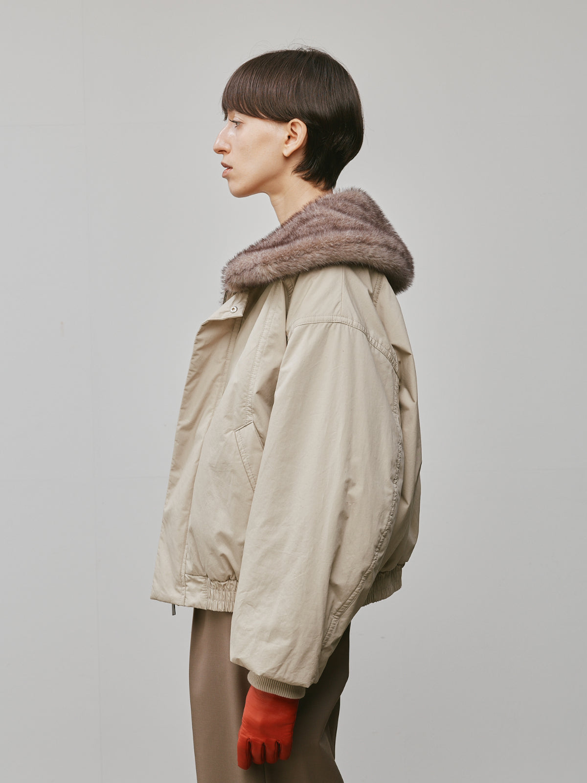 WASH COTTON FUR BOMBER