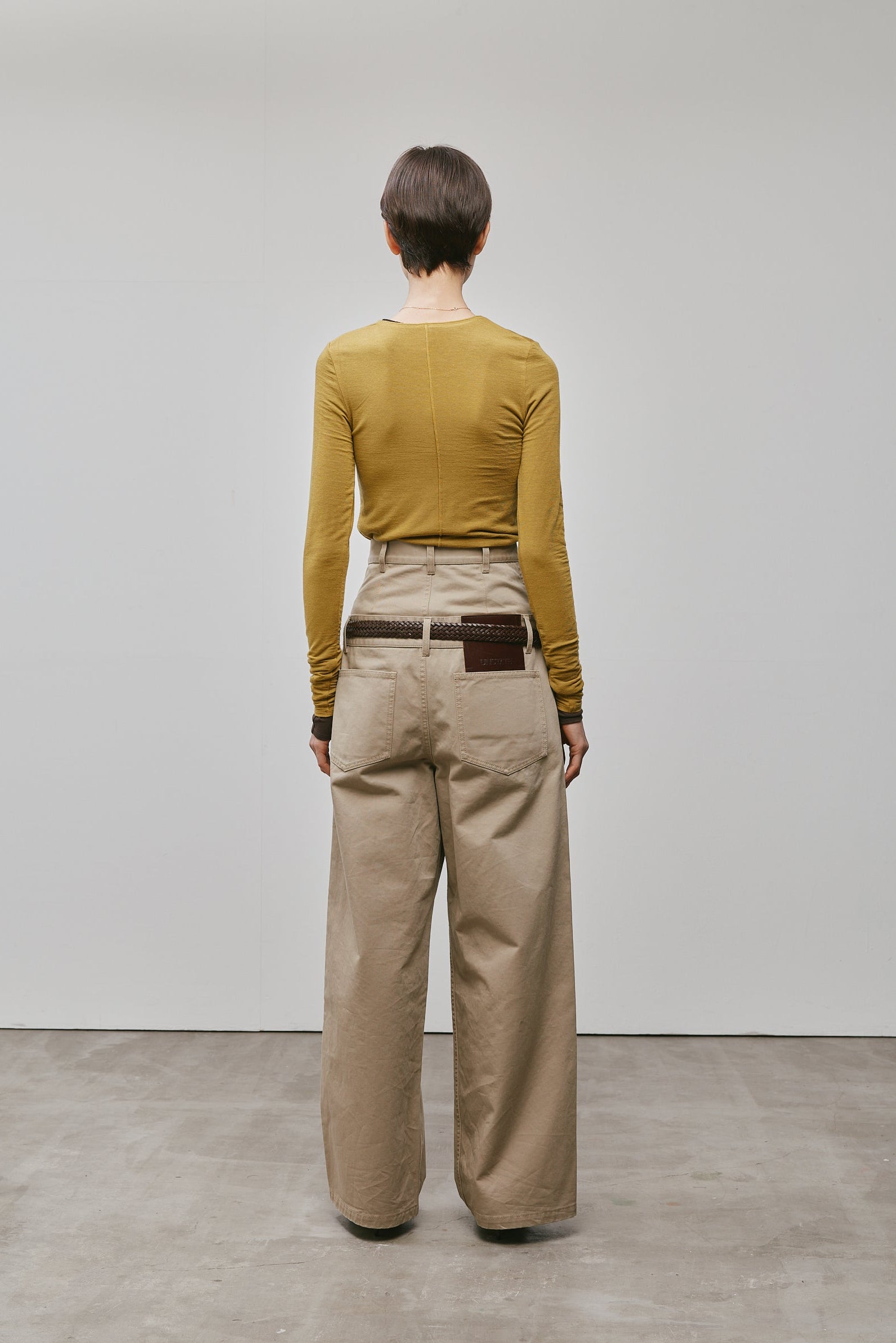 DOUBLE WAIST TWILL TROUSERS