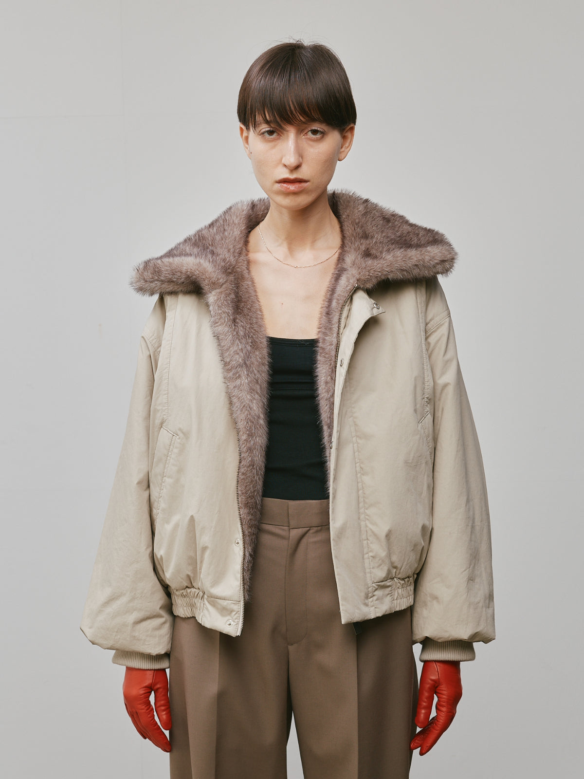WASH COTTON FUR BOMBER