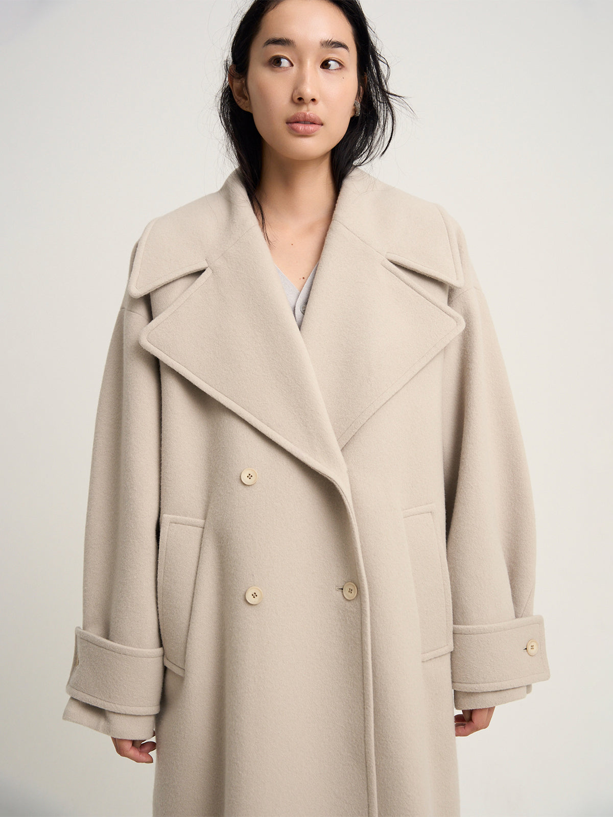 【Venica】Big collar double coat