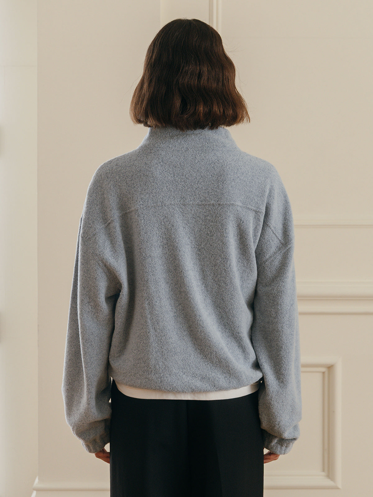 WOOL PILE HALF ZIP TOP