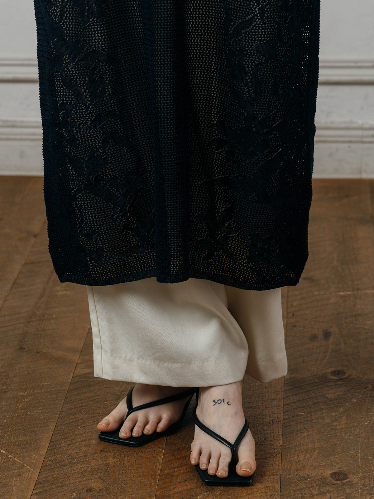 LACE KNIT ONE-PIECE