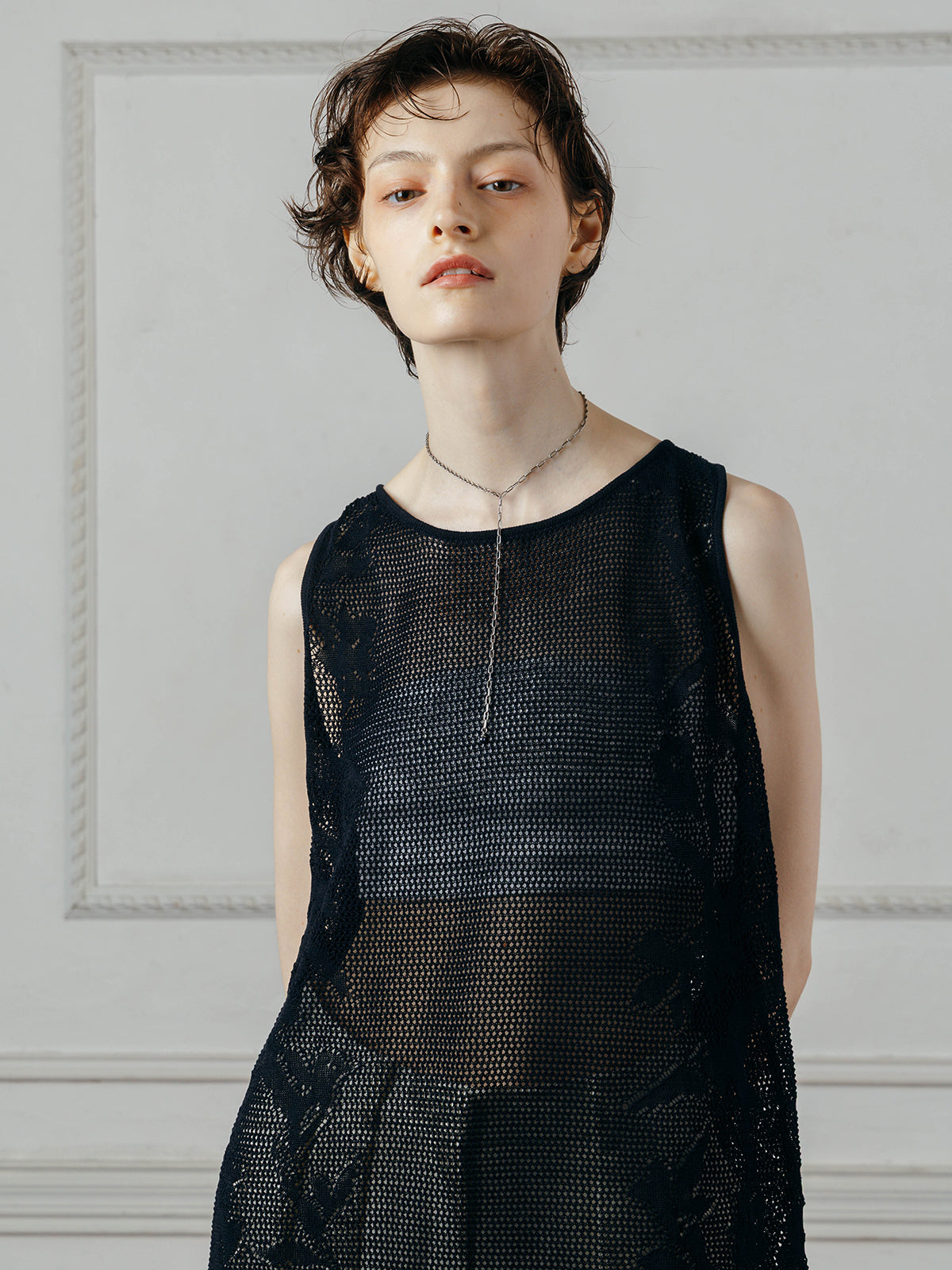 LACE KNIT ONE-PIECE