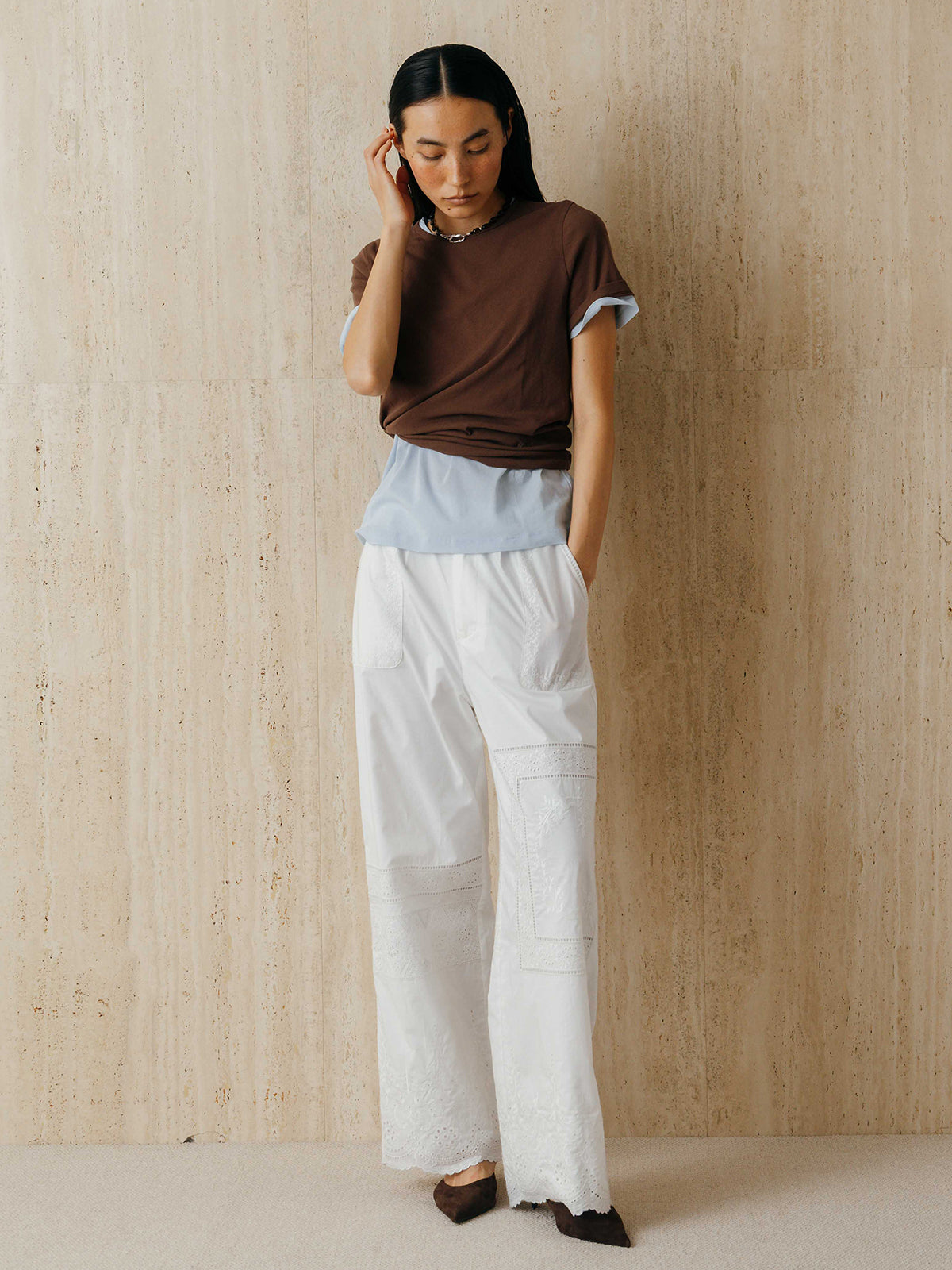 EMBROIDERY SHEER TEE