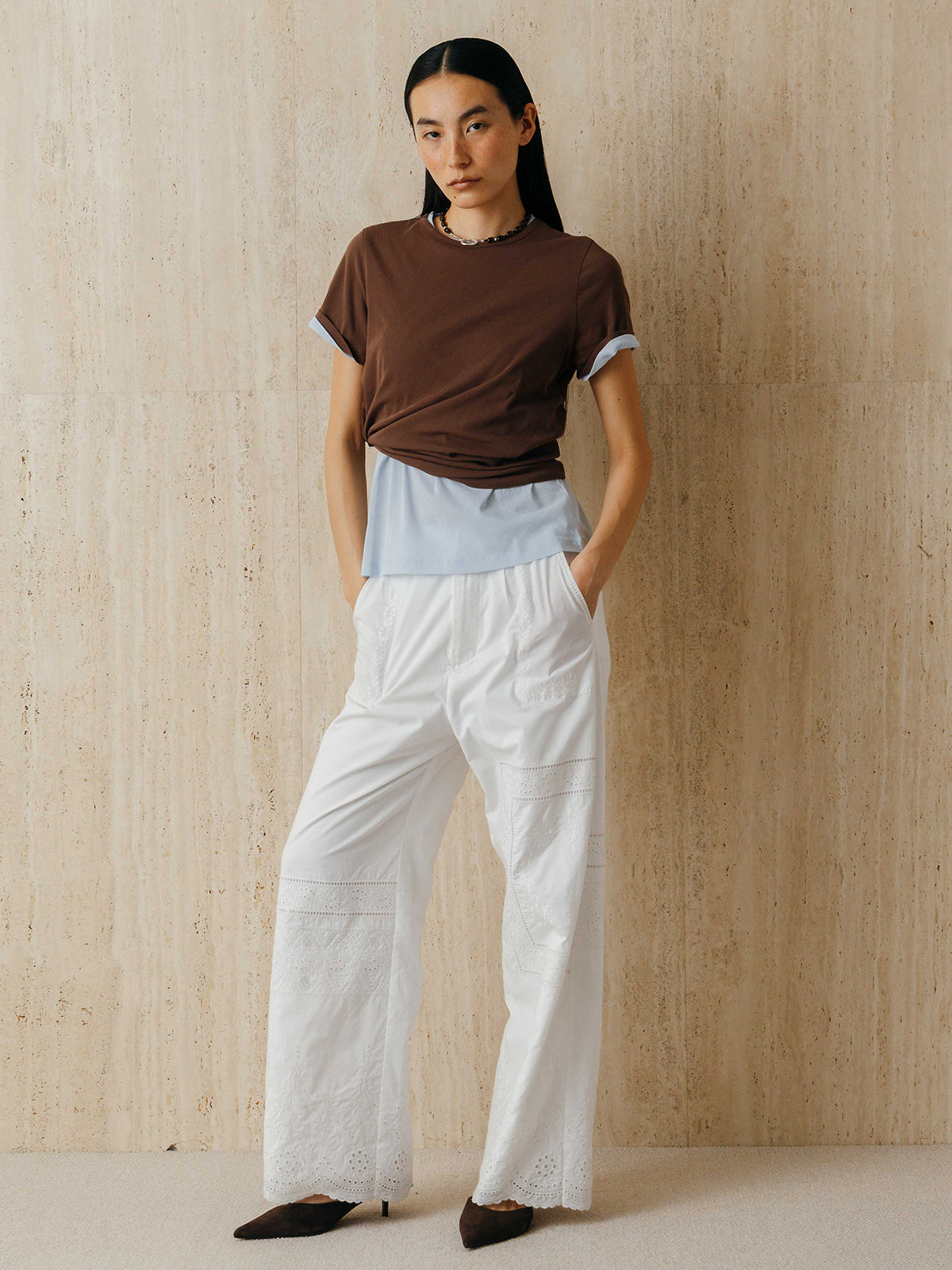 EMBROIDERY SHEER TEE