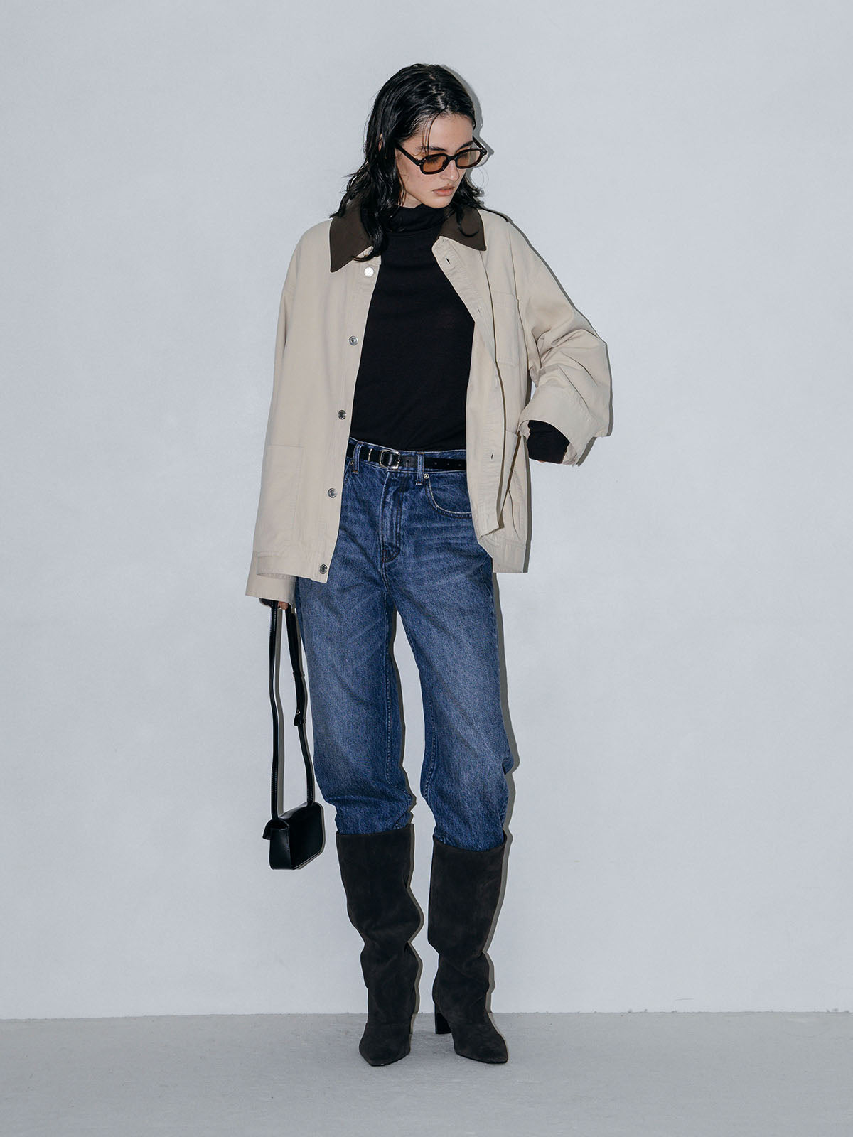 LEATHER COLLAR COVERALL