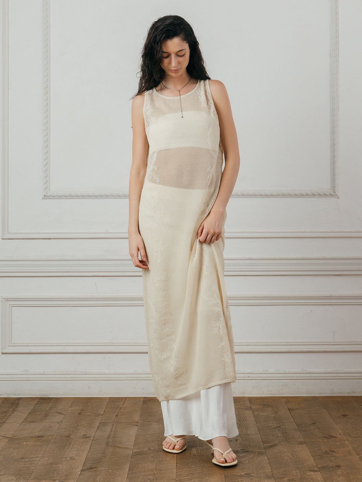 LACE KNIT ONE-PIECE