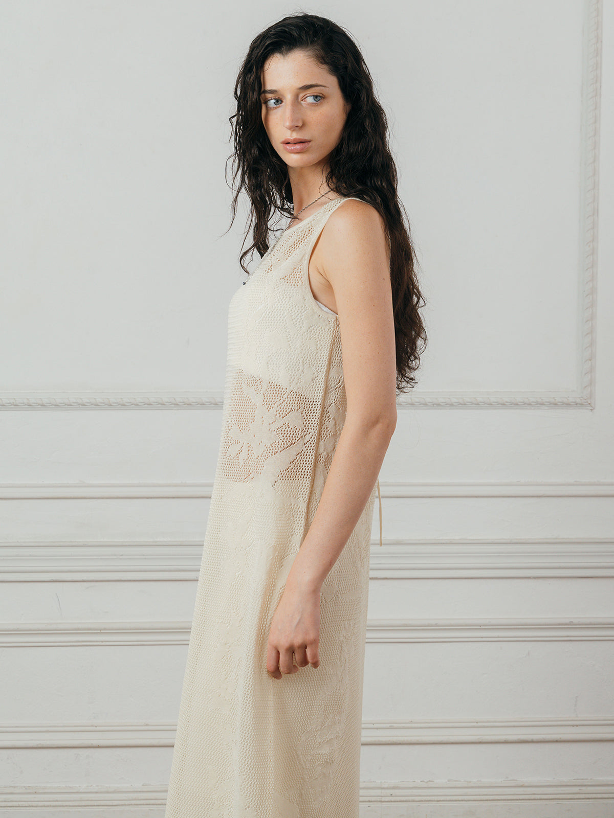 LACE KNIT ONE-PIECE