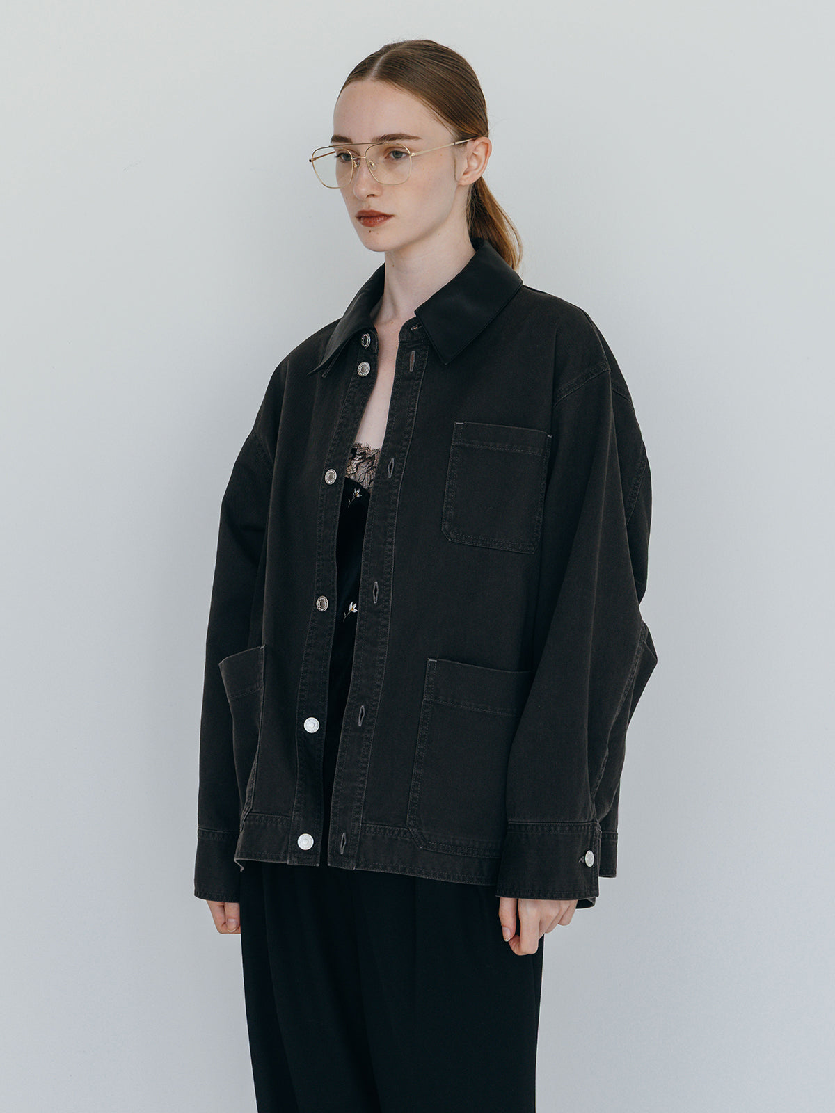 LEATHER COLLAR COVERALL
