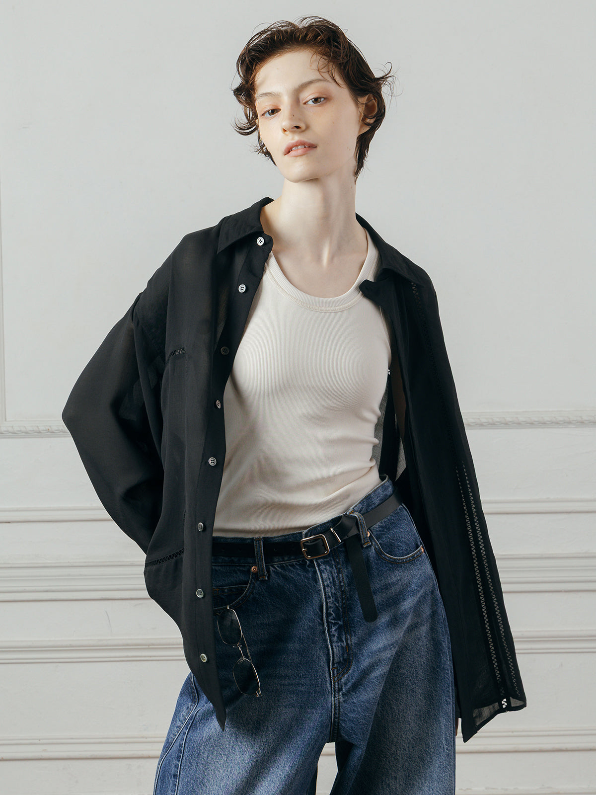 LADDER LACE DETAIL SHIRT