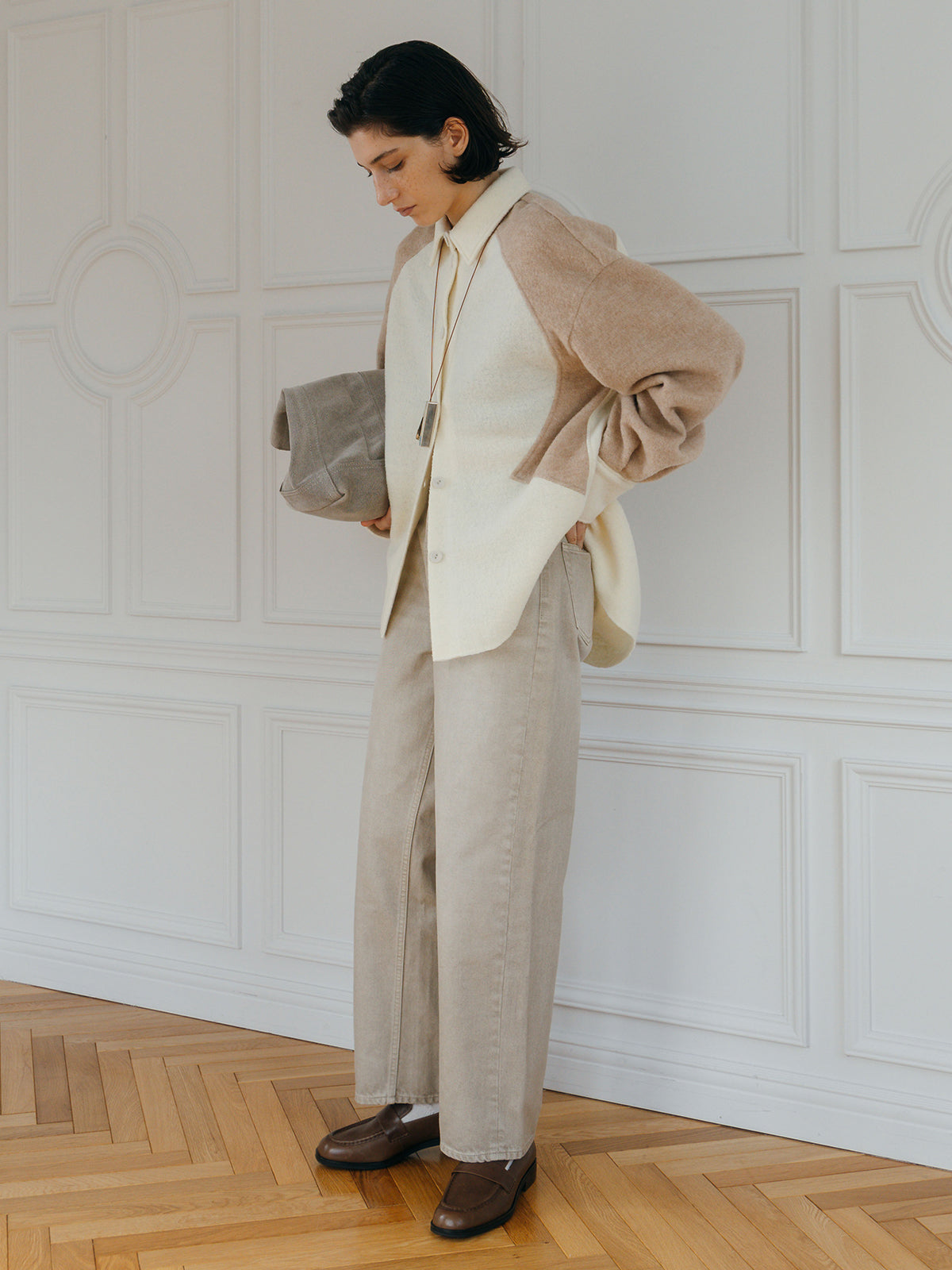 WOOL GAUZE PATCHWORK SHIRT JACKET