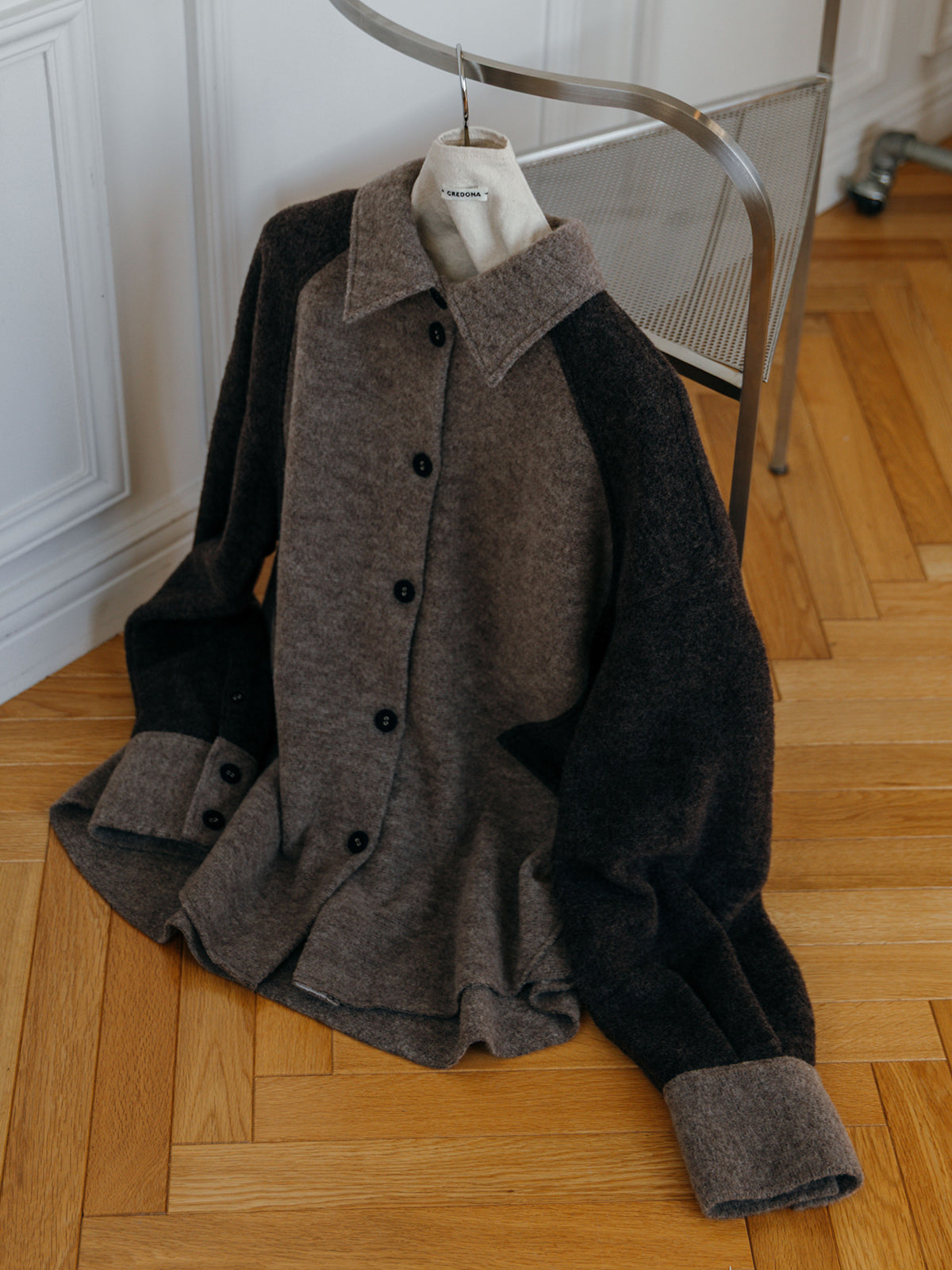 WOOL GAUZE PATCHWORK SHIRT JACKET