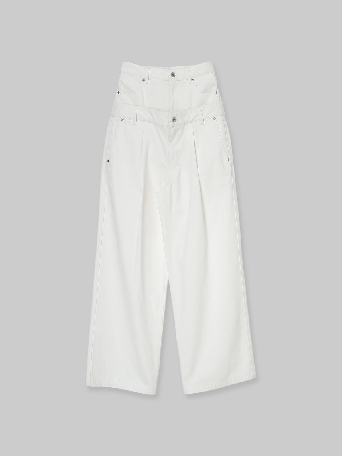 DOUBLE WAIST TWILL TROUSERS