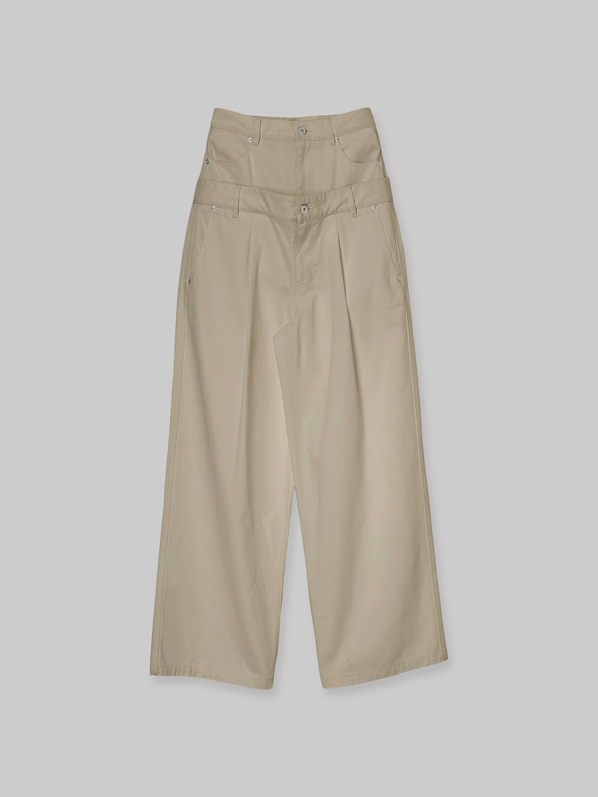 DOUBLE WAIST TWILL TROUSERS