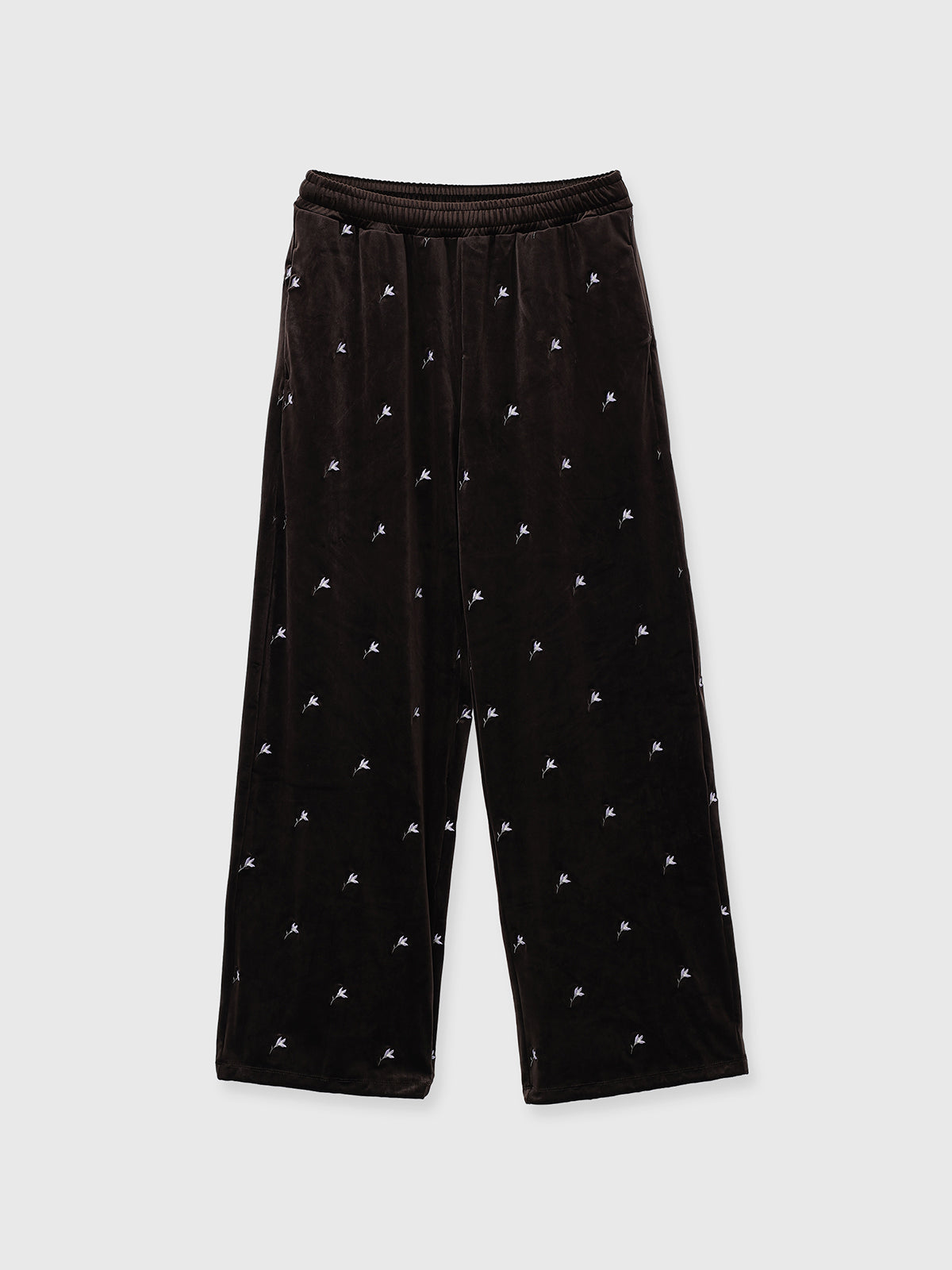 FLOWER EMBROIDERY VELOR PANTS