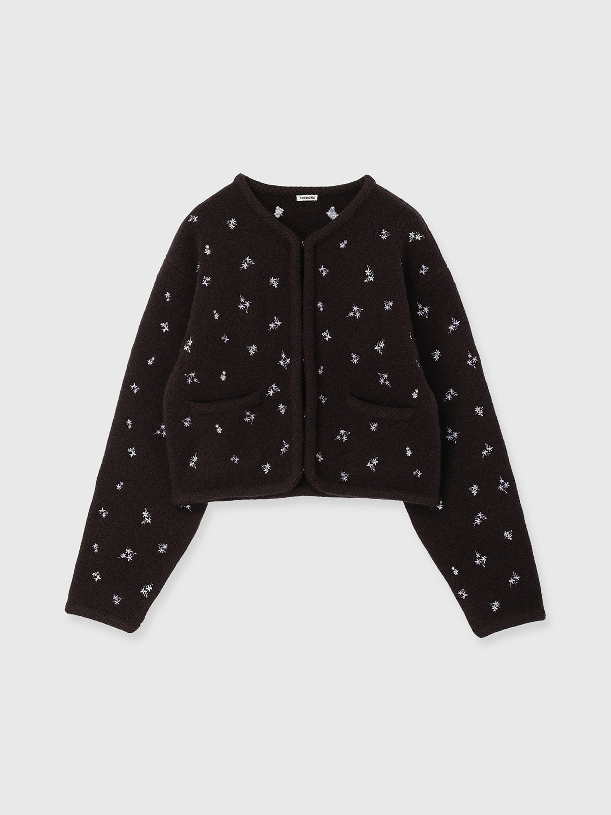 FLOWER EMBROIDERY KNIT JACKET
