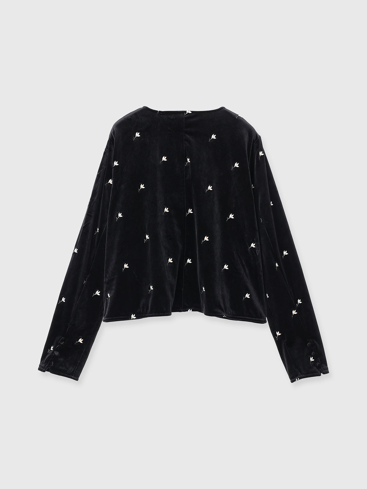 FLOWER EMBROIDERY VELOR TOPS