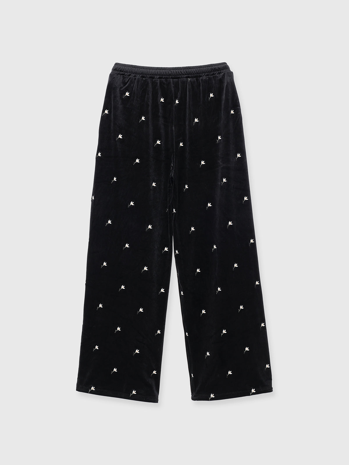 FLOWER EMBROIDERY VELOR PANTS