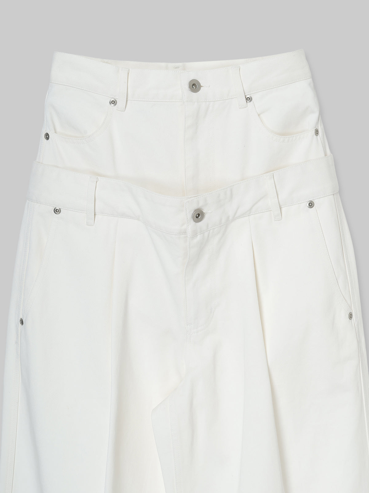 DOUBLE WAIST TWILL TROUSERS