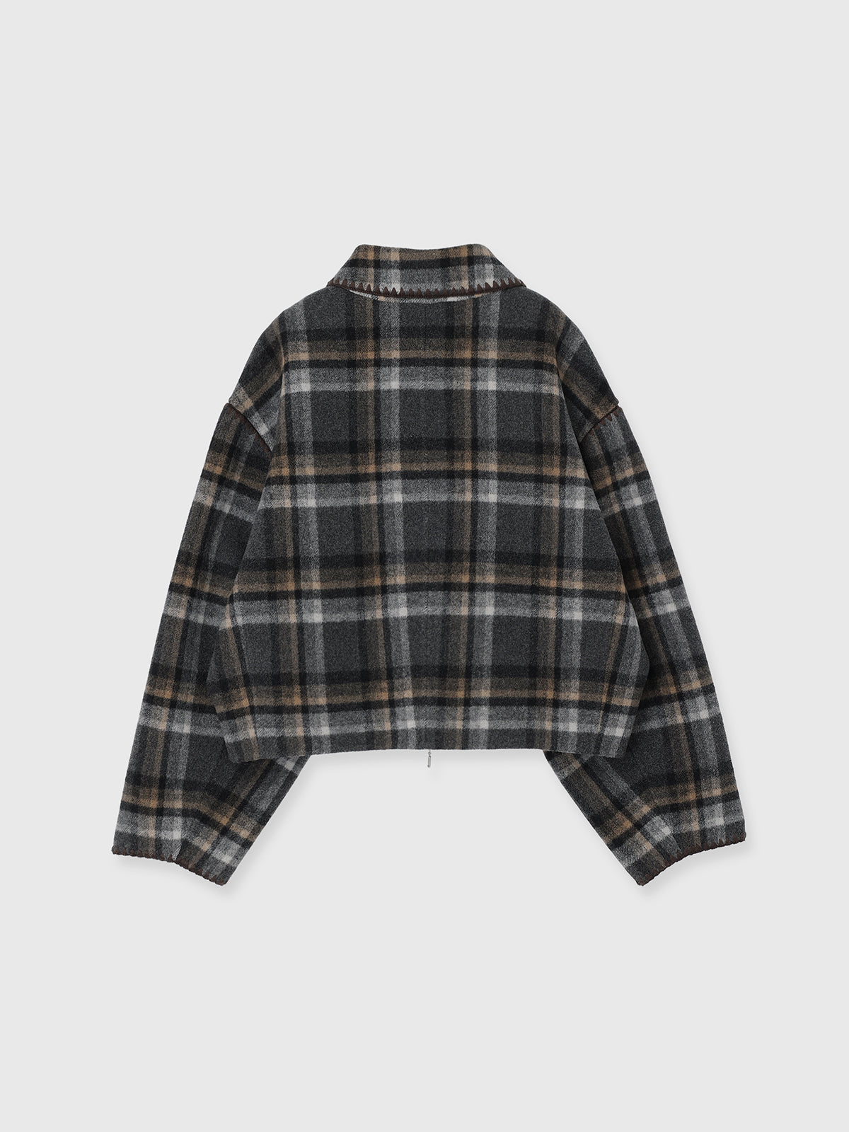 WOOL EMBROIDERY SHORT ZIP JACKET