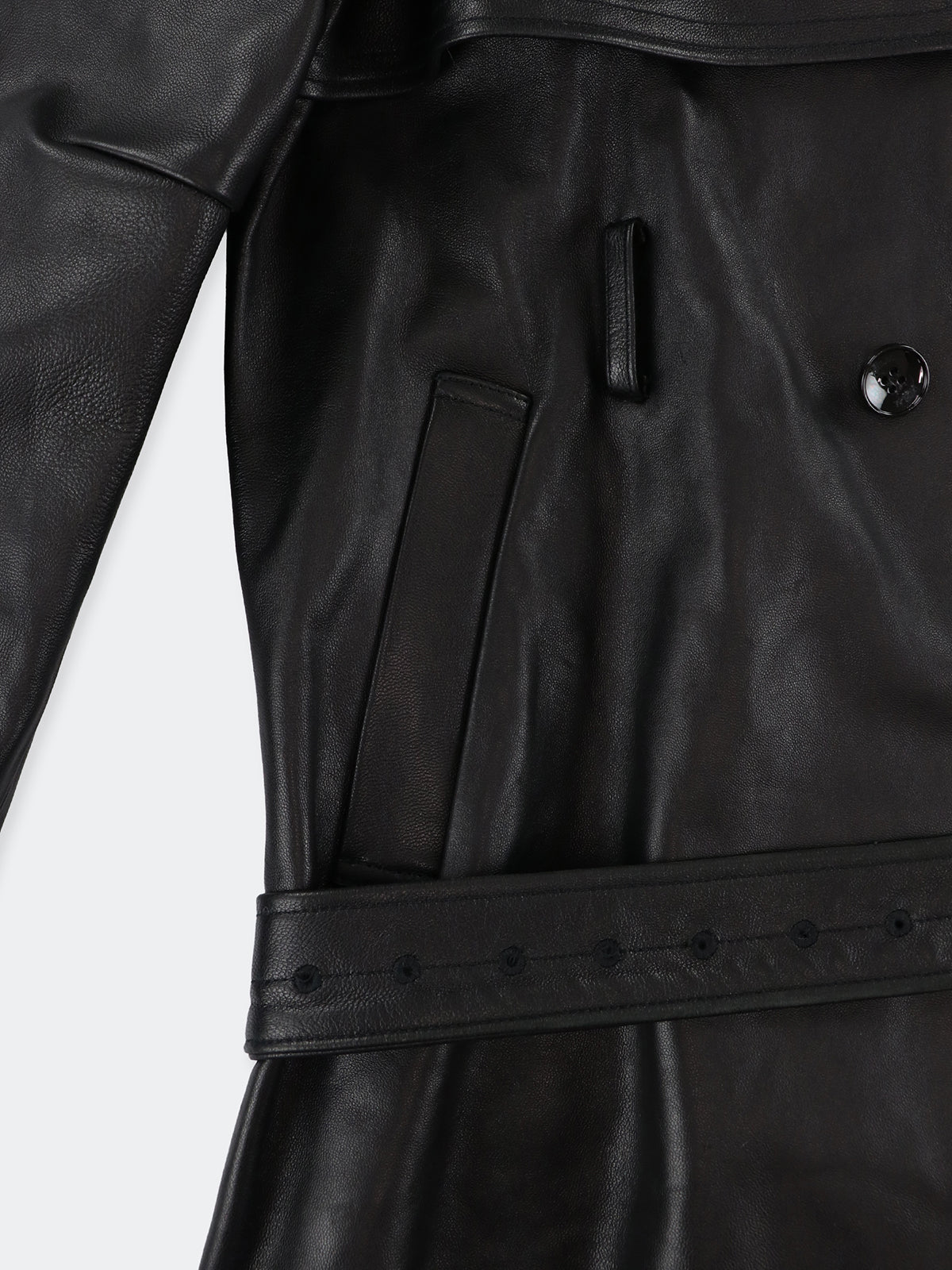 Leather Oval trench coat