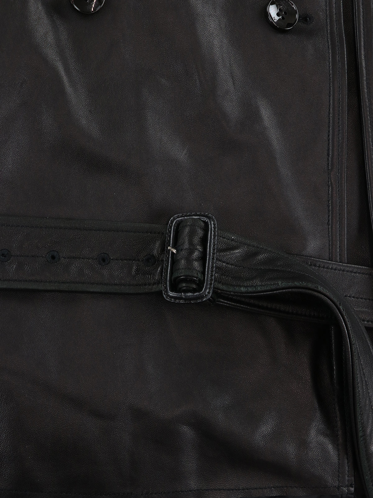 Leather Oval trench coat