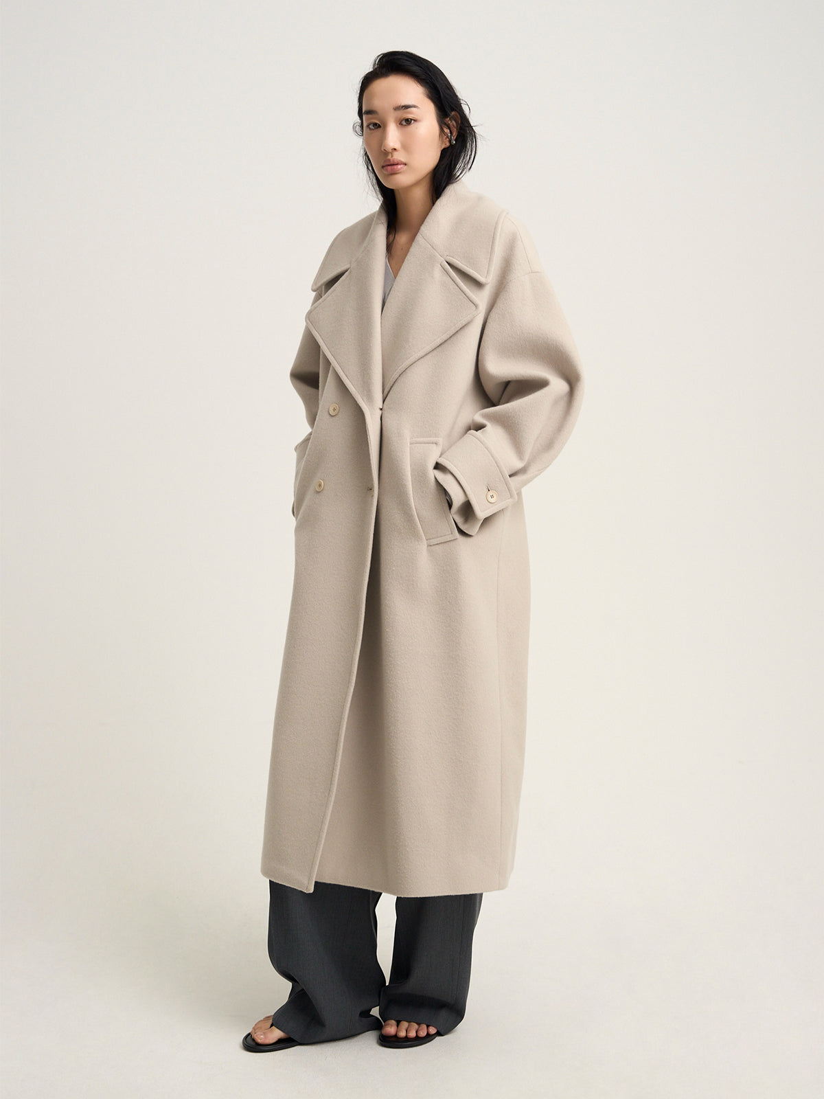 【Venica】Big collar double coat
