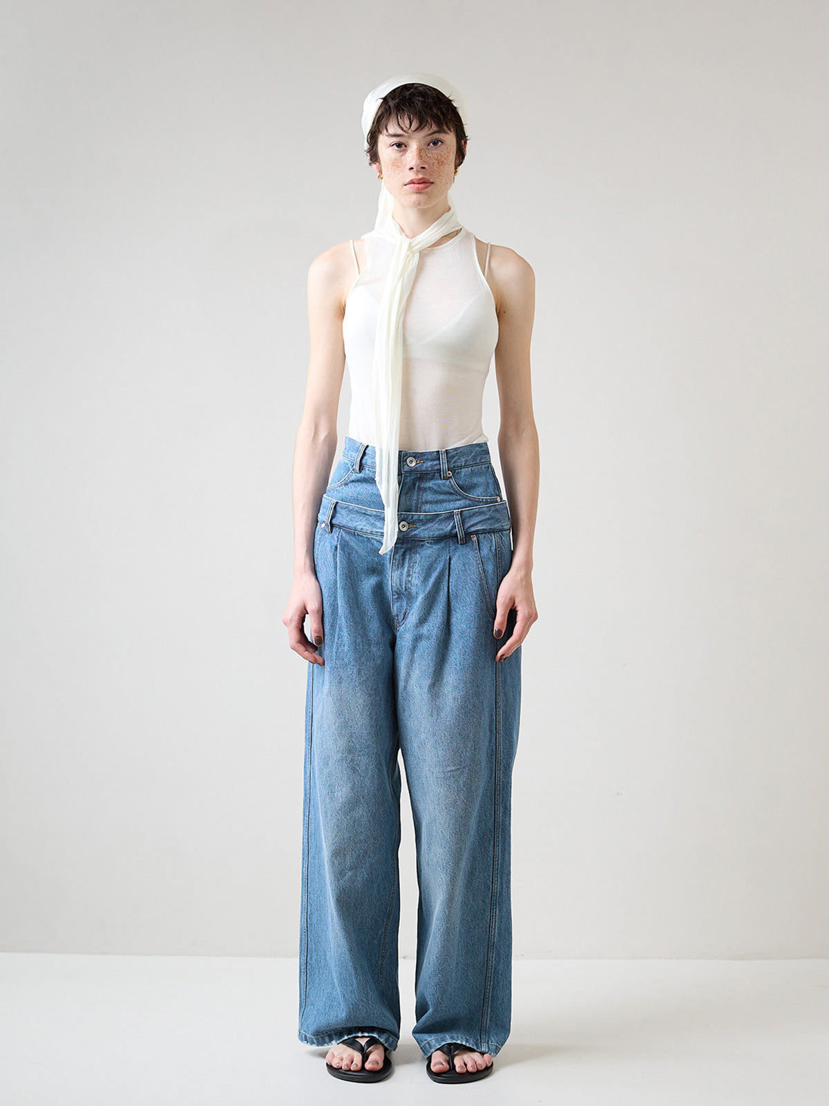 DOUBLE WAIST WIDE PANTS
