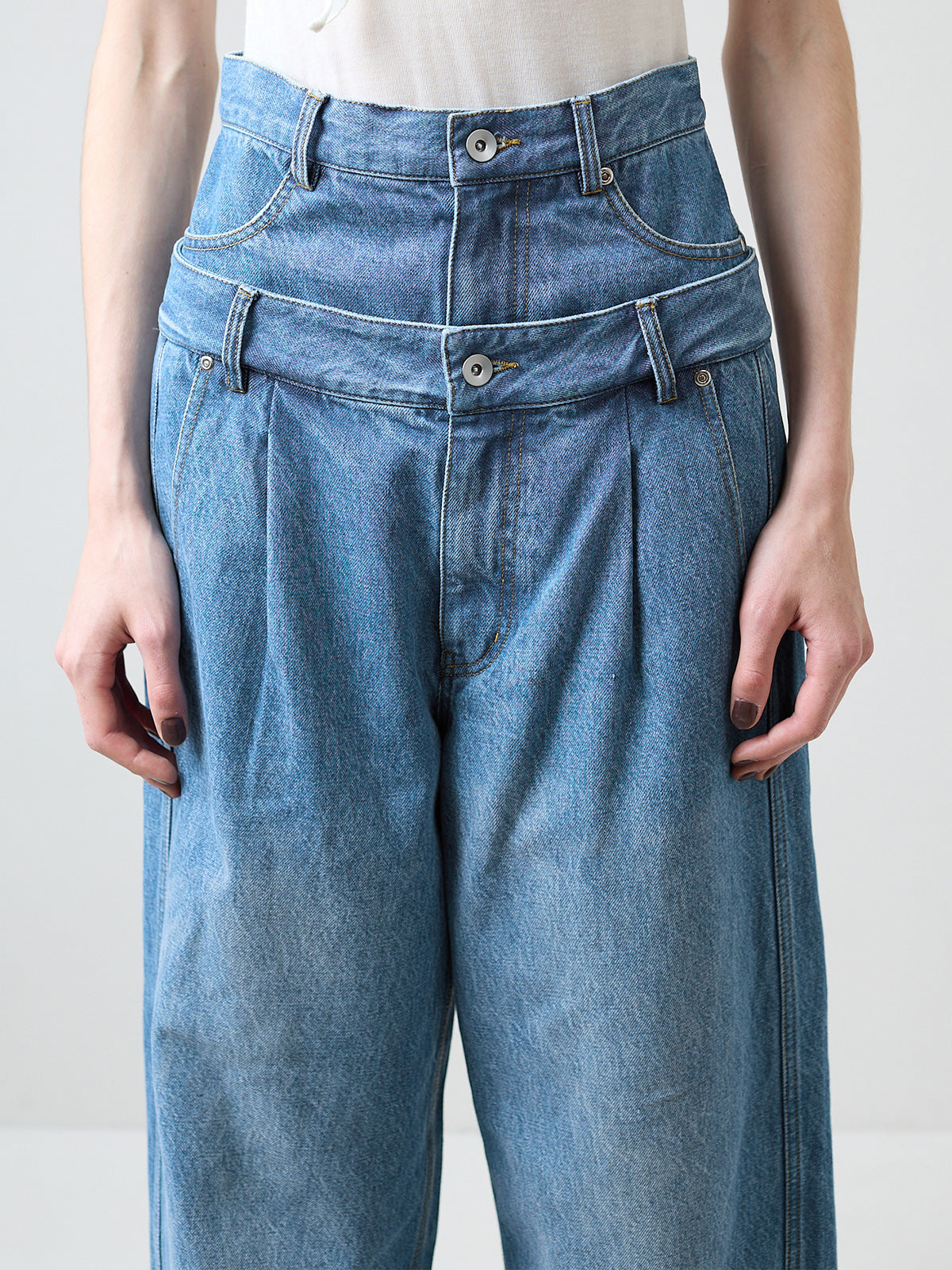 DOUBLE WAIST WIDE PANTS