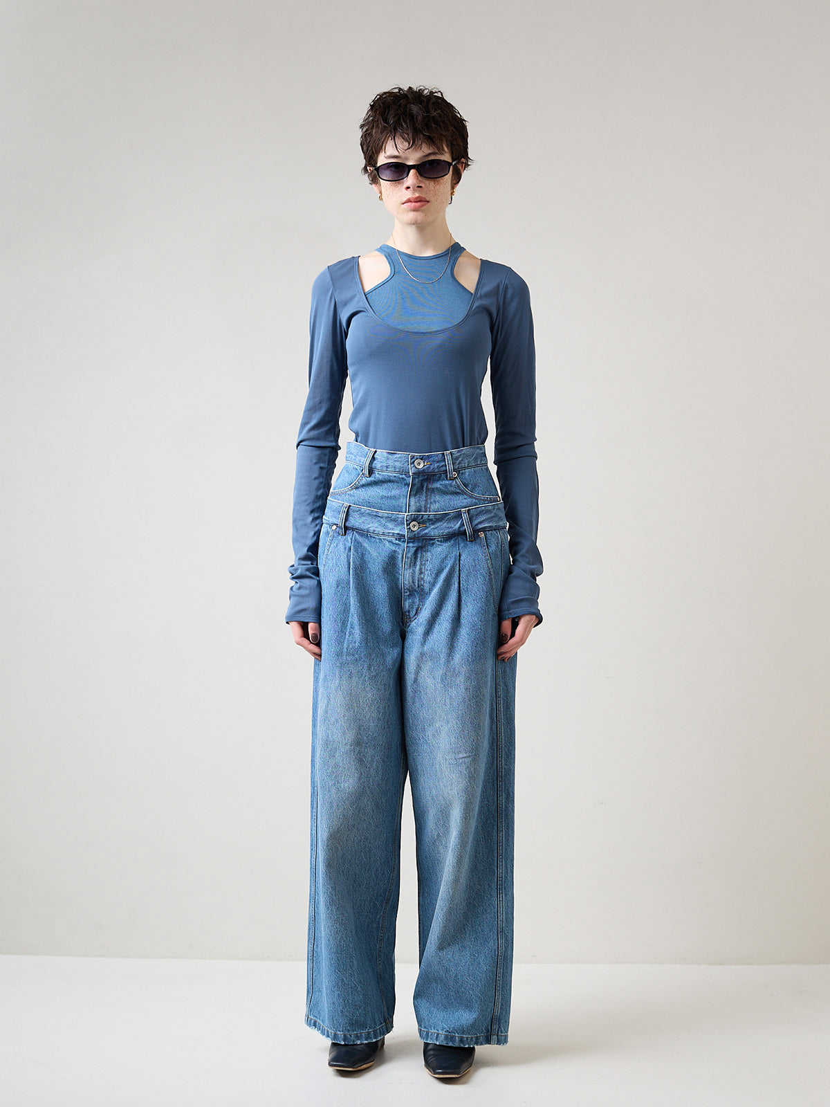 DOUBLE WAIST WIDE PANTS