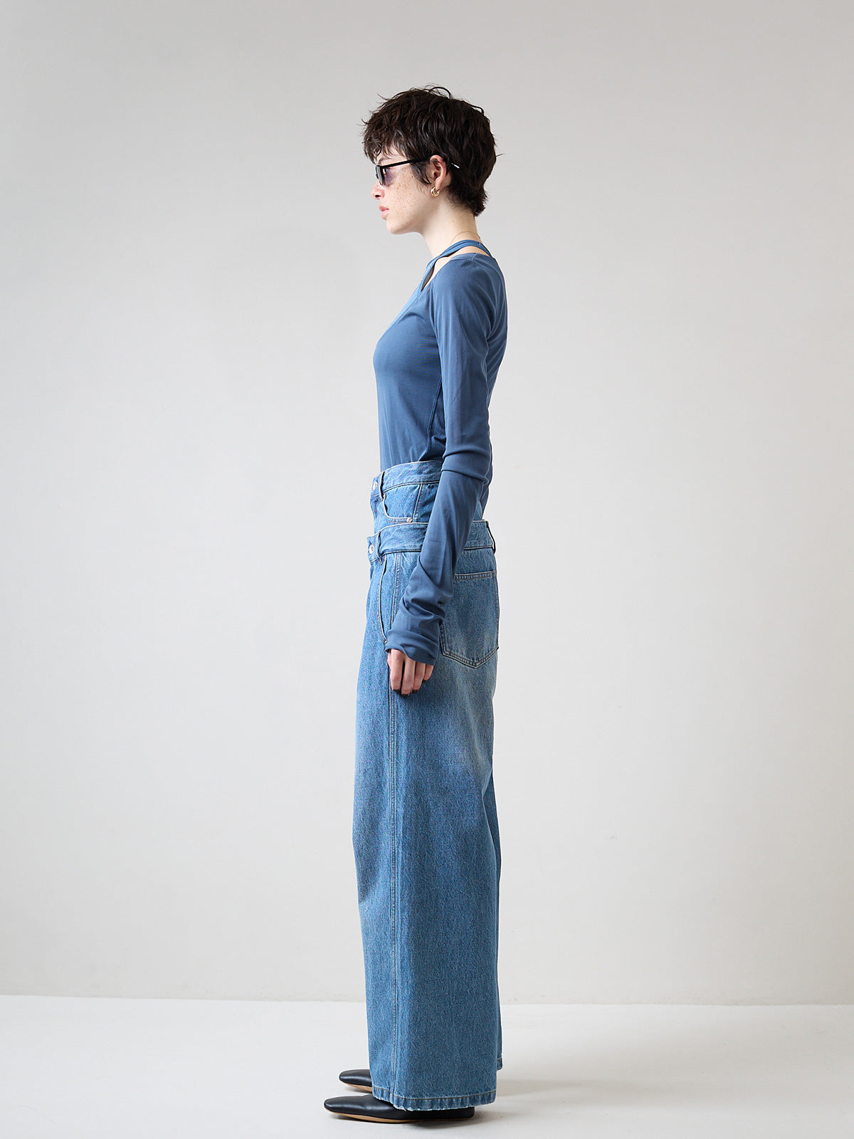 DOUBLE WAIST WIDE PANTS