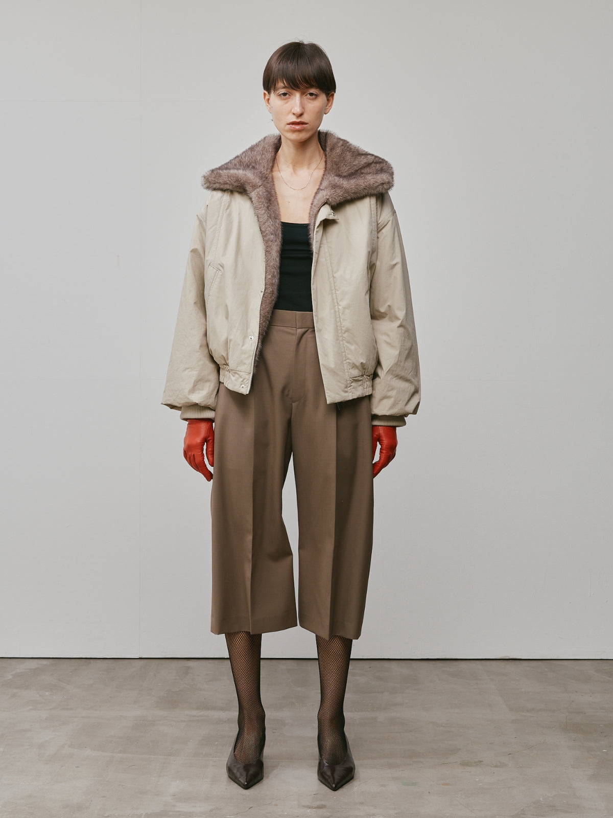WASH COTTON FUR BOMBER
